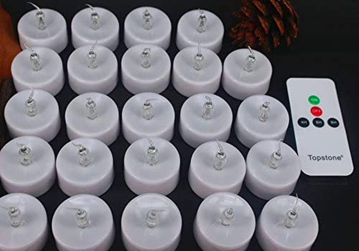 Topstone Remote LED Tea Light, Flickering Bulb, Timer, 12pk