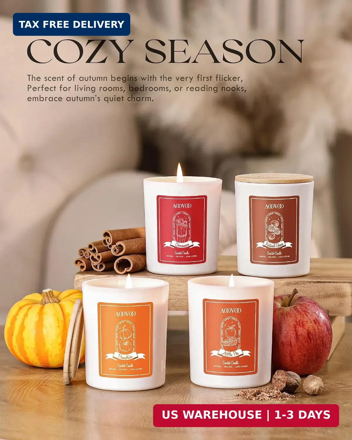 Fall Candles Set for Women – Aromatherapy Candle with Crystals Inside, 28 oz 200