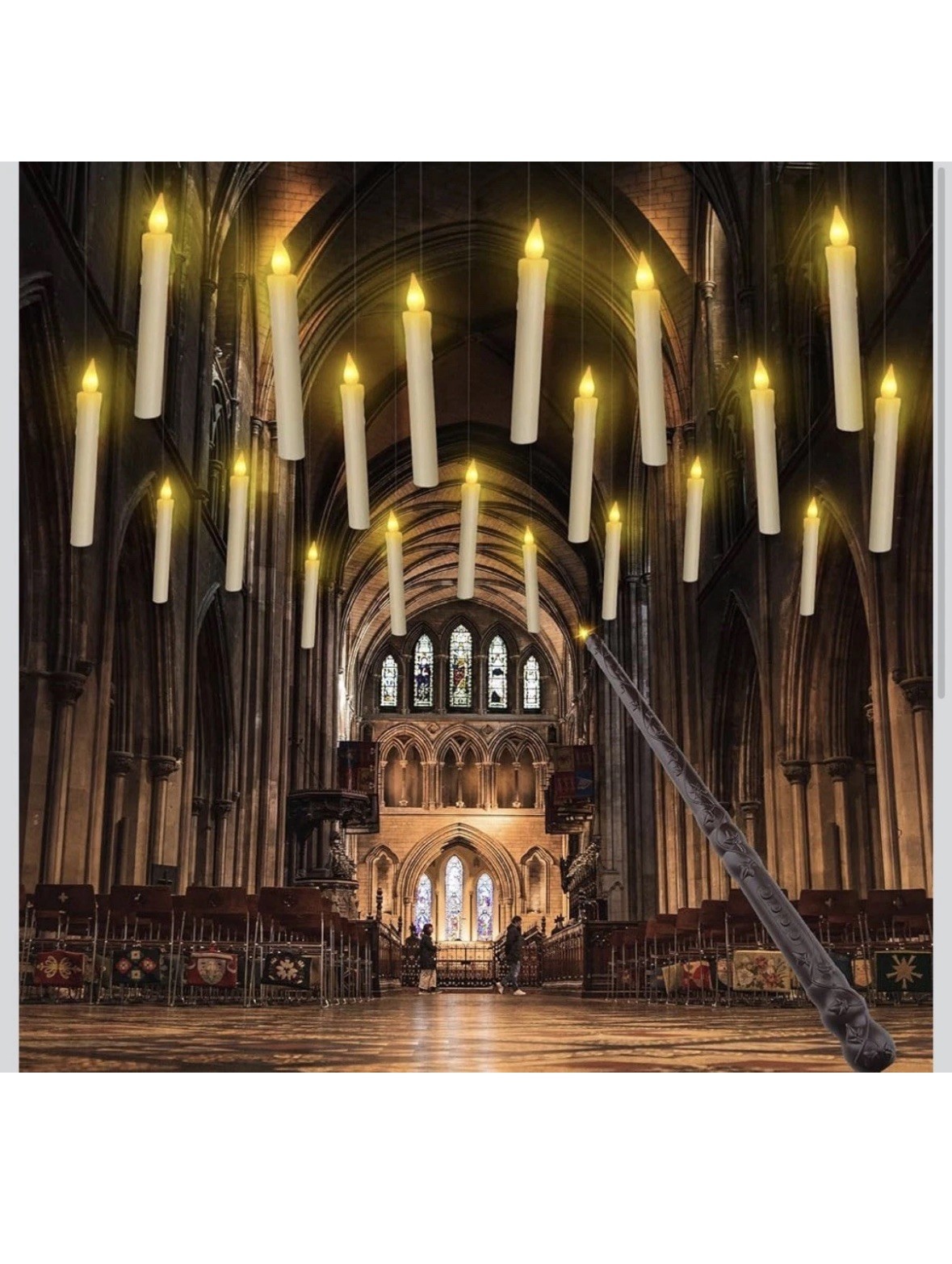 12 LED Flameless Floating Candles Magic Wand Remote Holiday Decor