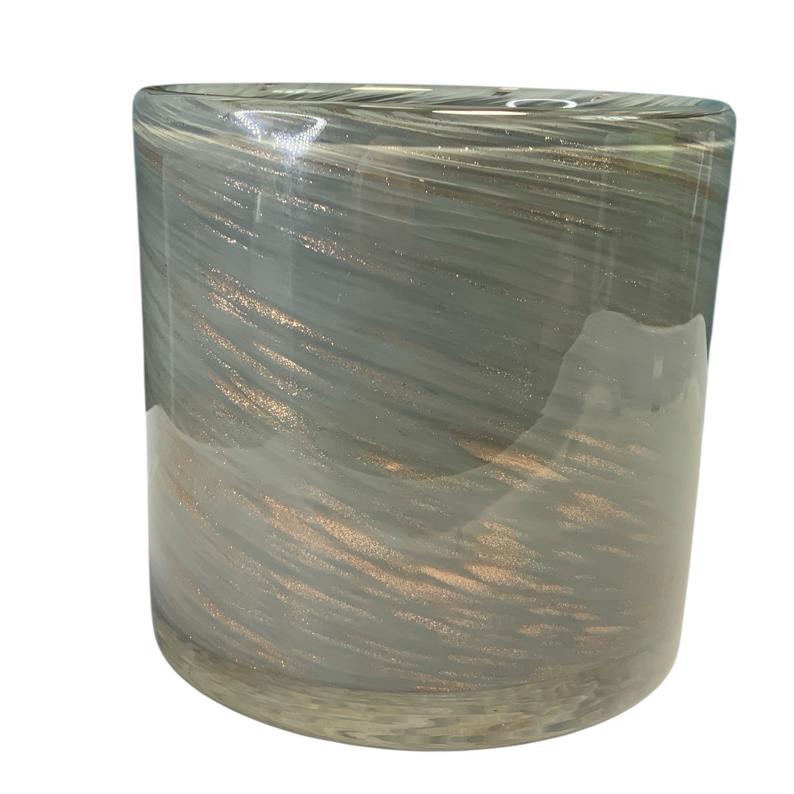 Lafco Empty Gray Copper Swirl Handblown Candle Holder Small Vase 4in x 4in