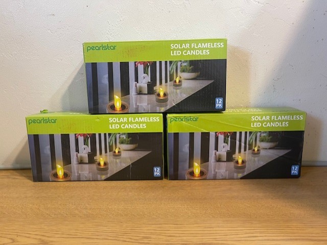 NEW (35) PEARLSTAR SOLAR FLAMELESS LED TEA LIGHT CANDLES INDOOR OUTDOOR WARM