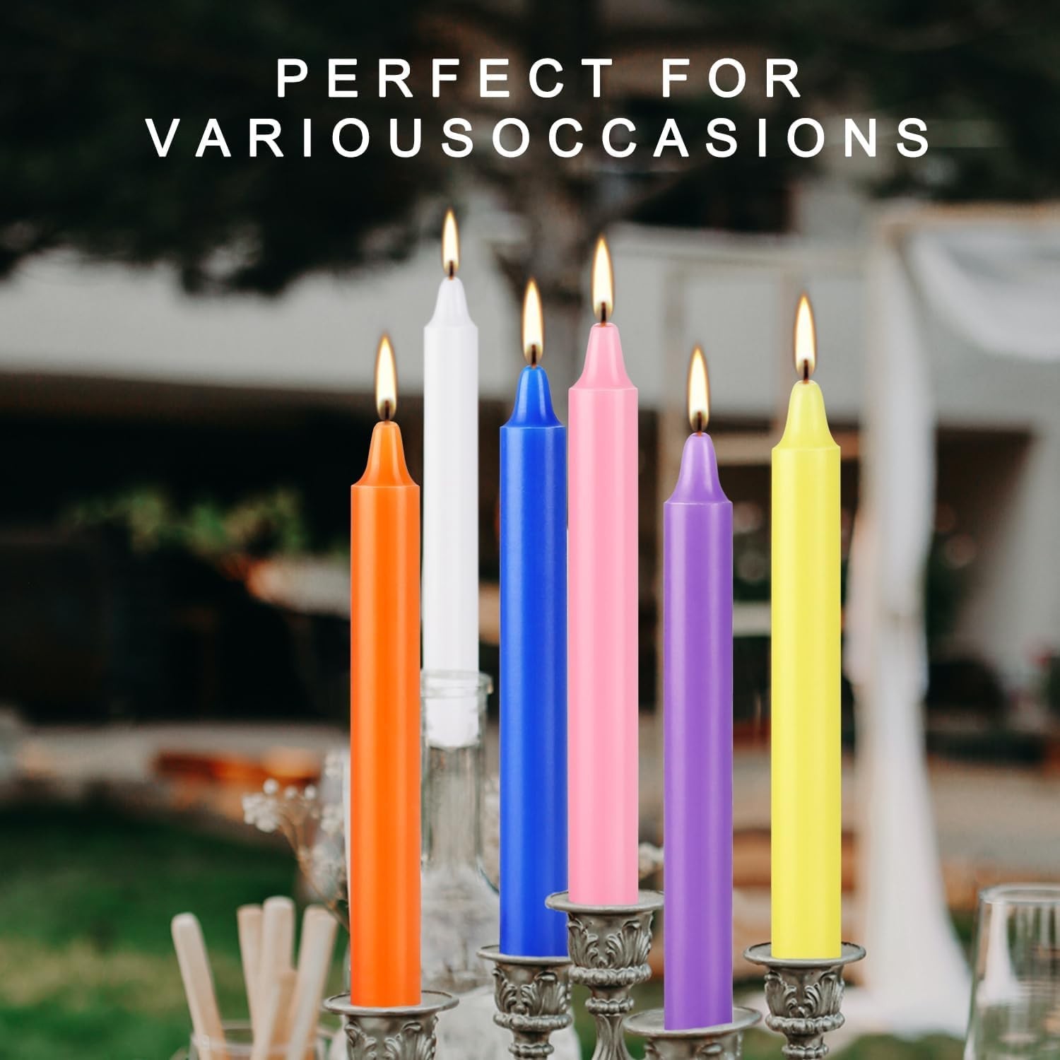 40 Pack Spell Chime 4 Inch Multi-Colored Taper Candles Sticks Home Kitchen