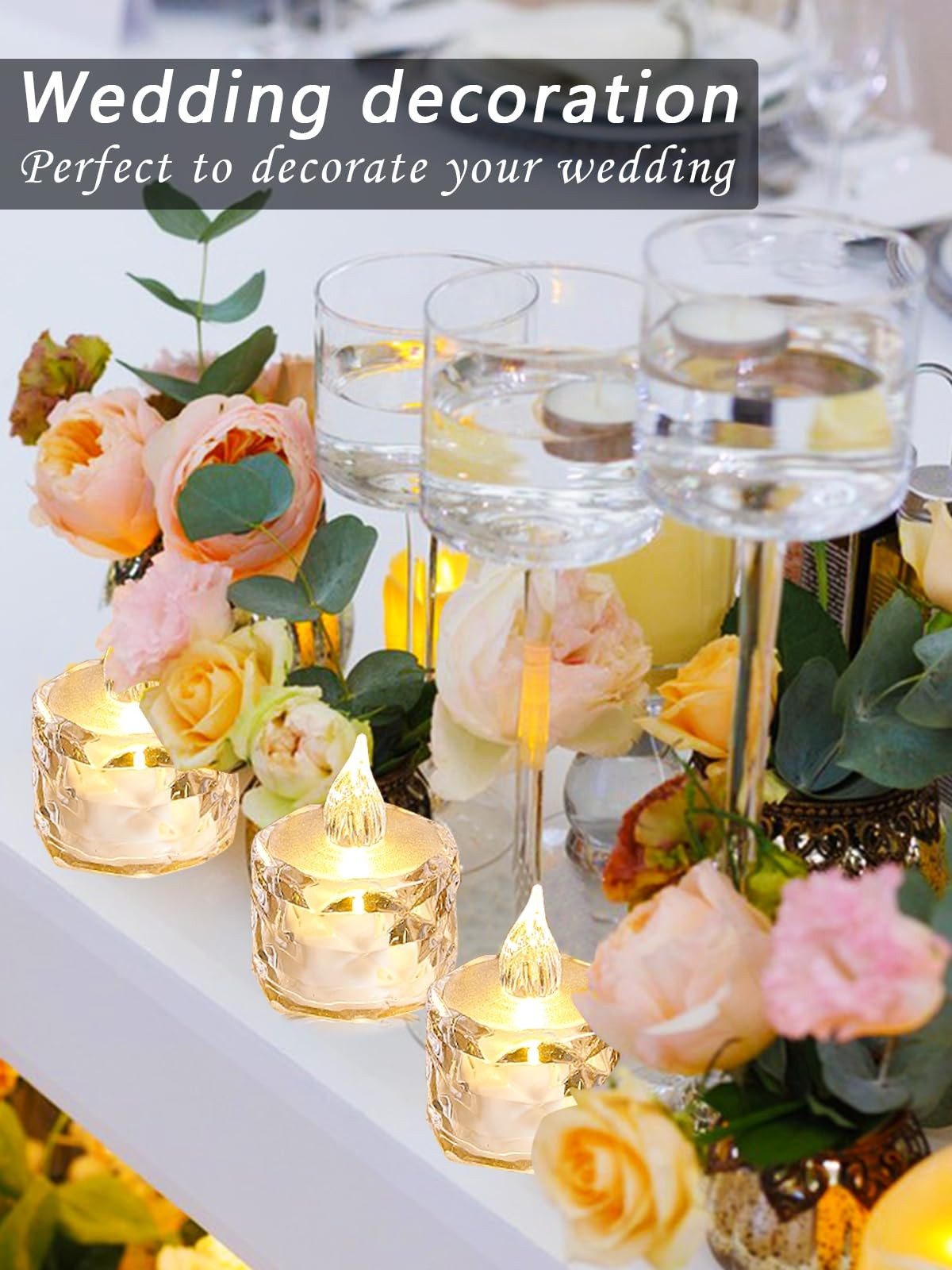 24pcs Flashing Battery Powered LED Votive Tea Candles, Realistic Electronic F…