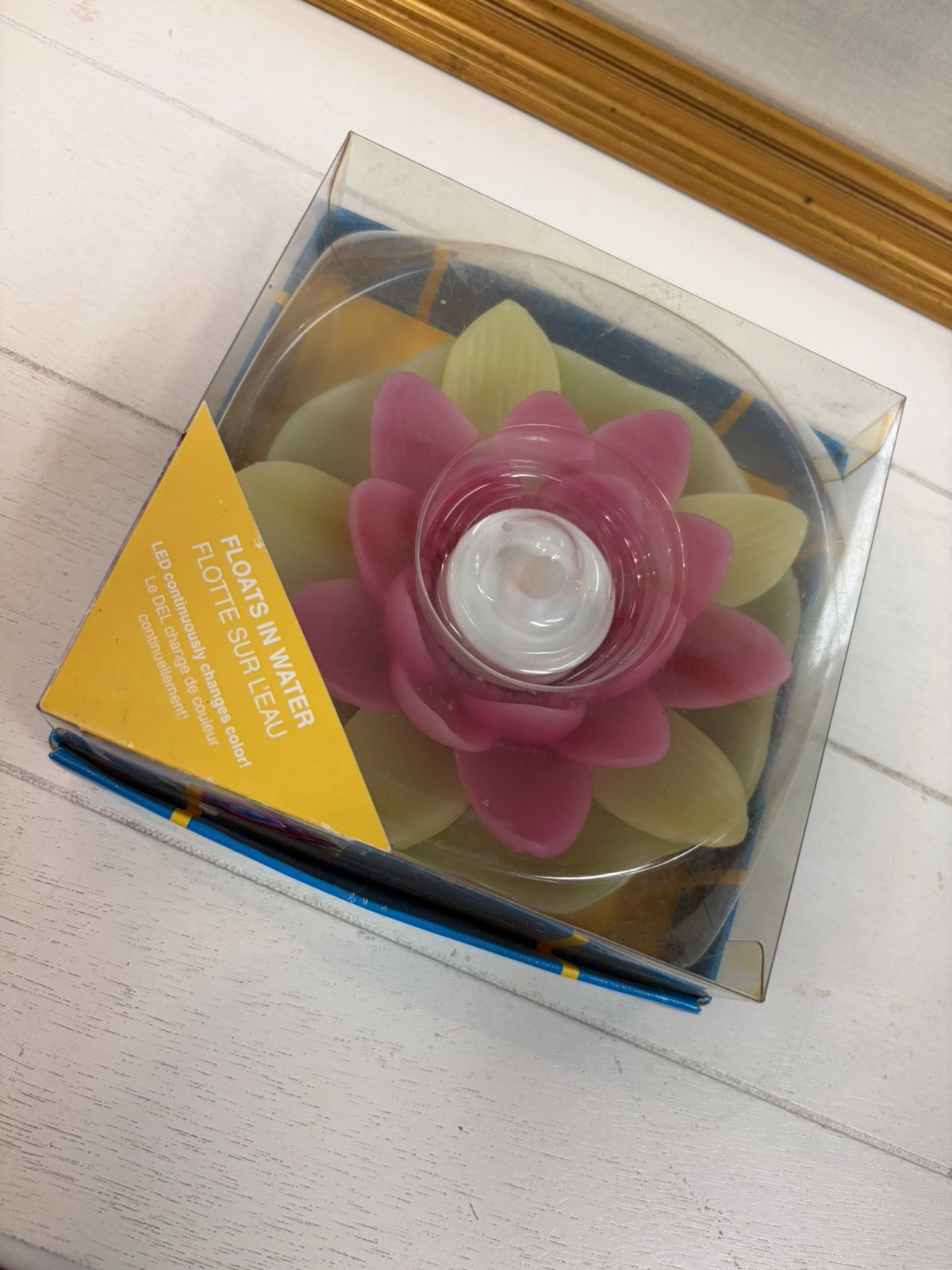 Pier 1 Flameless Floating Candle Flower Color Changing NEW Pink & Yellow
