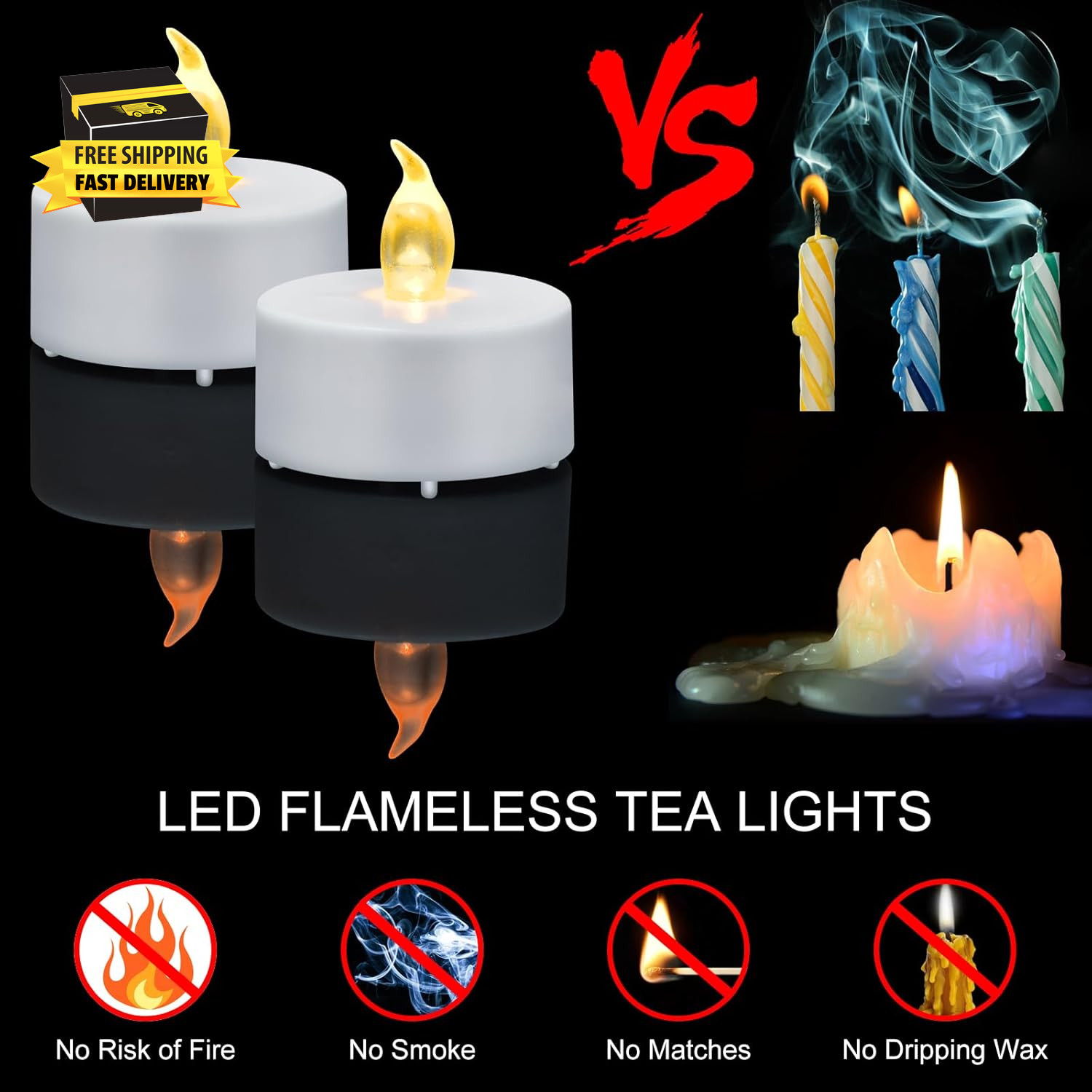 5Pack Flameless LED Tea Light Candles with Remote Control, Realistic and Bright