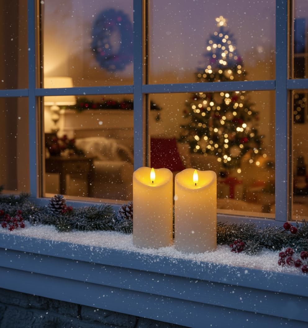 6″x3″ Outdoor Waterproof Flameless Candles, LED Candles, Battery Operated Can…