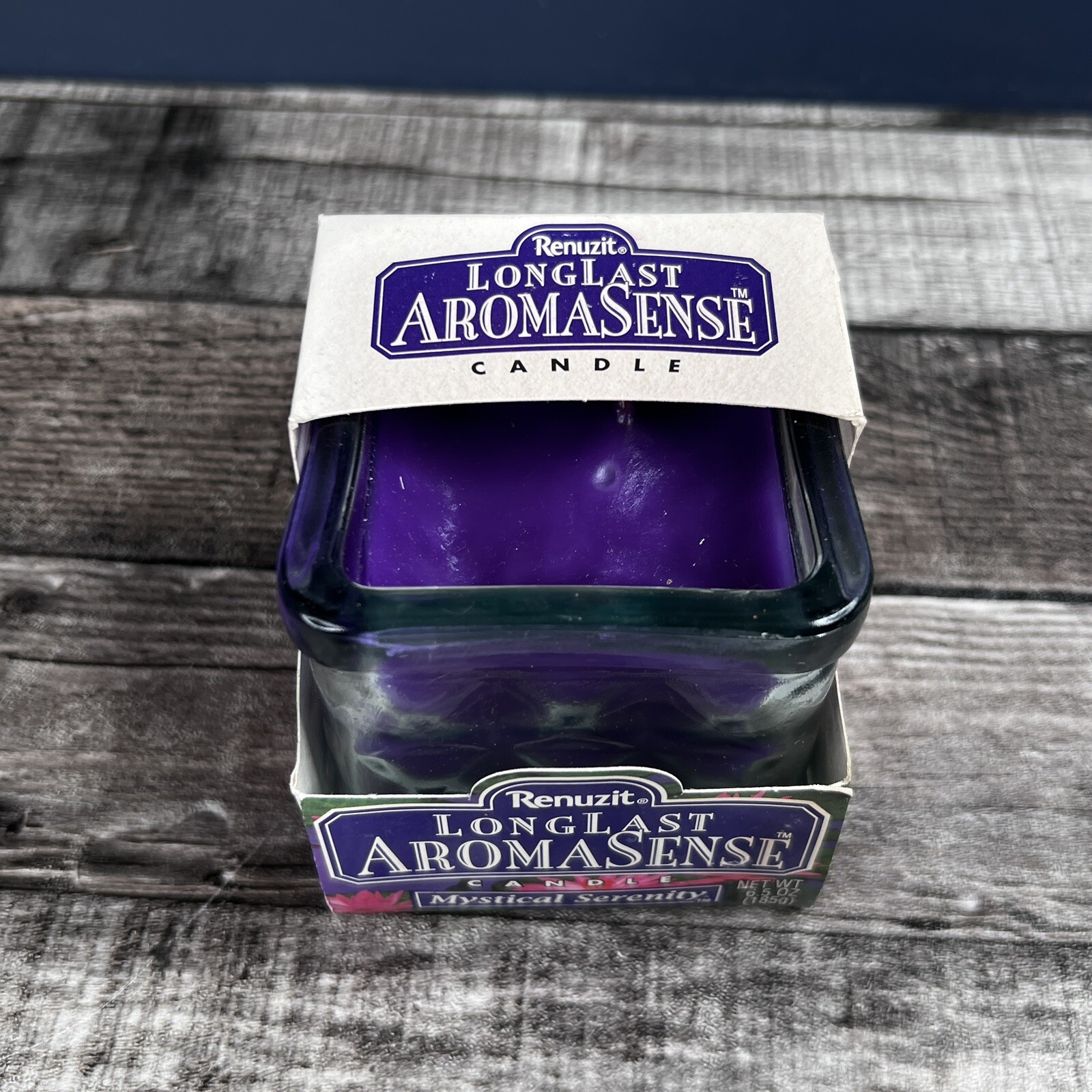 Vintage 1997 Renuzit Aromasense Mystical Serenity Glass Candle 6.5 Oz