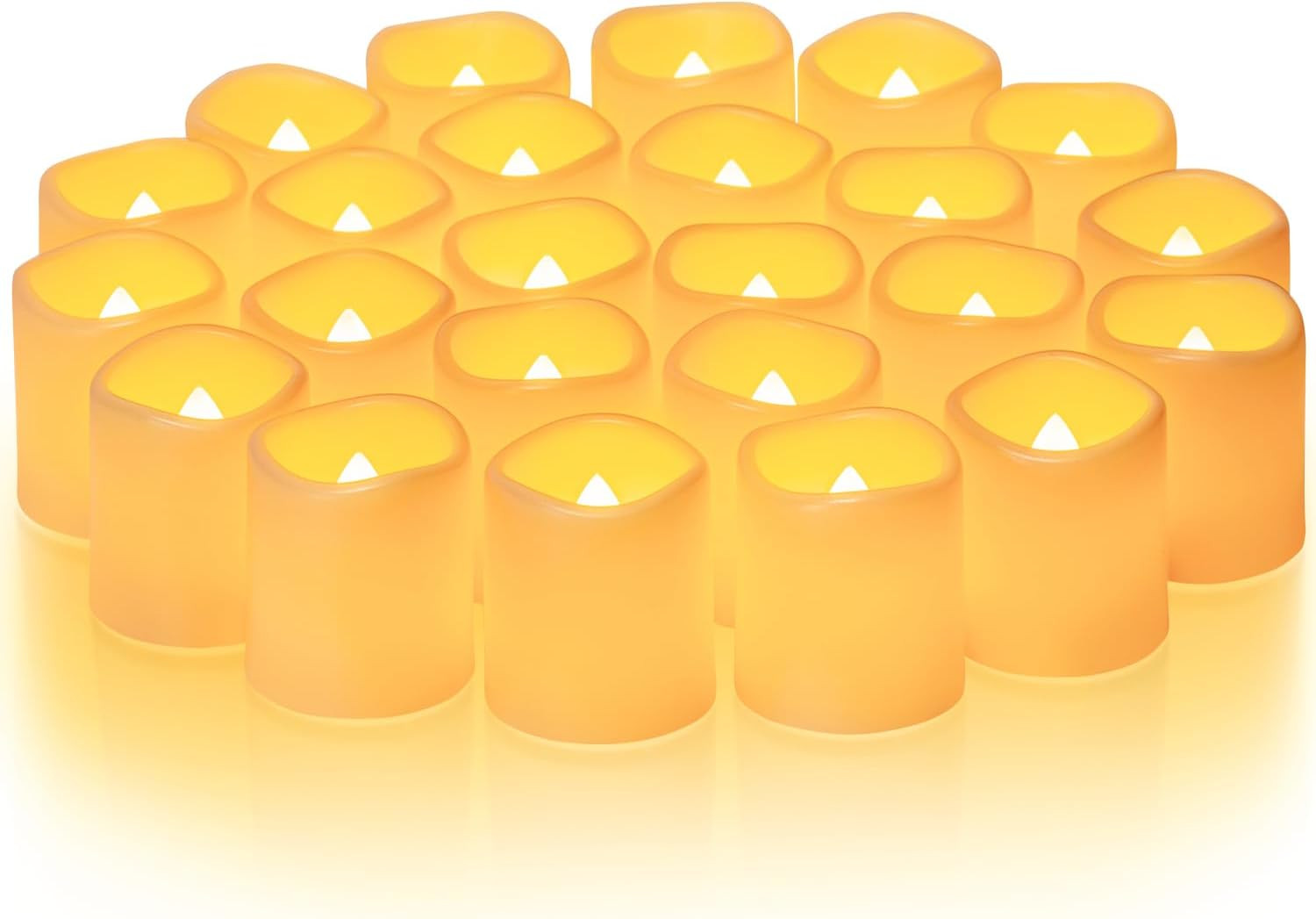 24Pack Flickering Flameless Votive Candles,200+Hour Electric Fake Candles,Batter