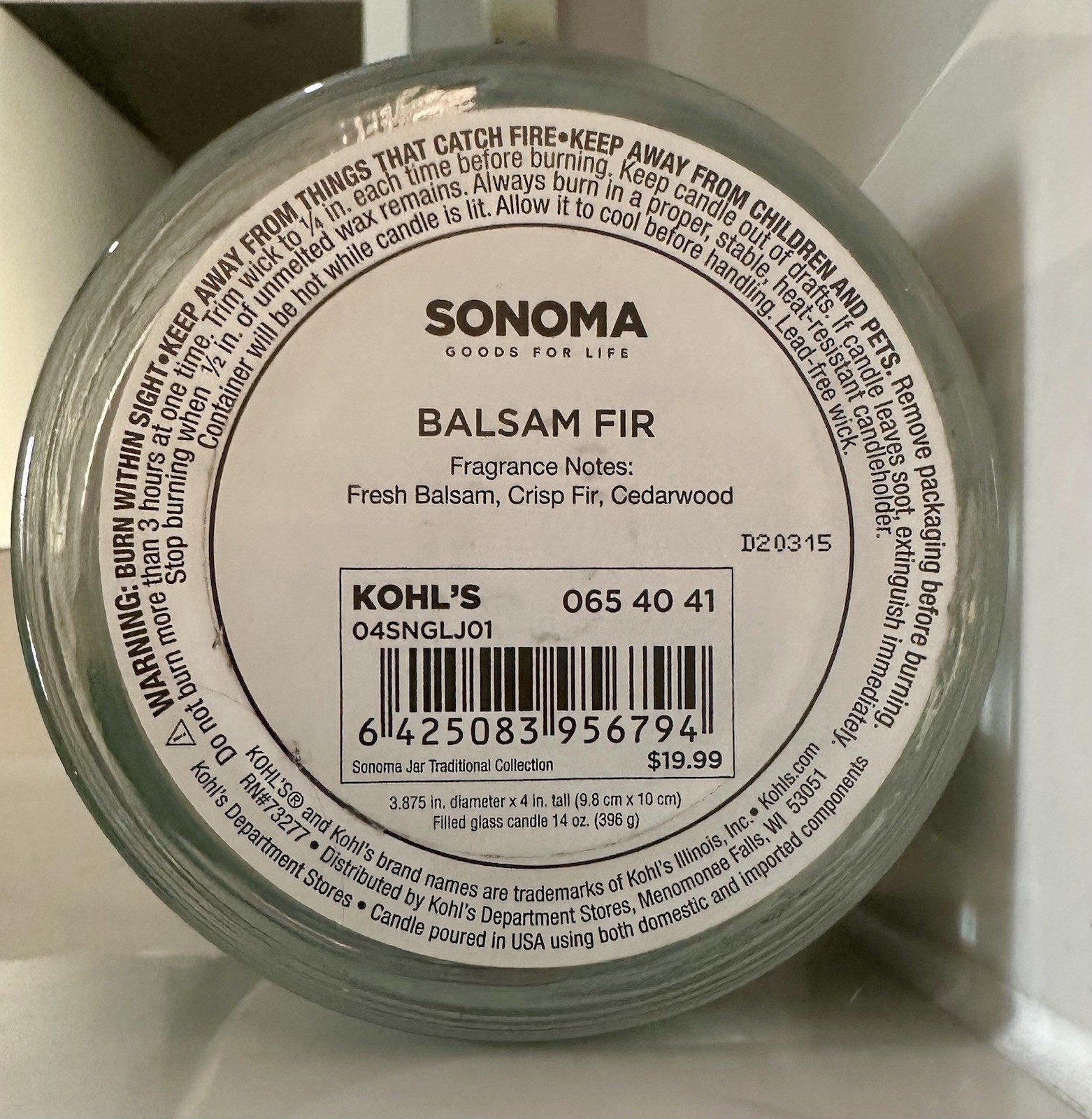 Sonoma Holiday Memories Christmas Holiday Winter Pine 3 Wick Candle 14 OZ New