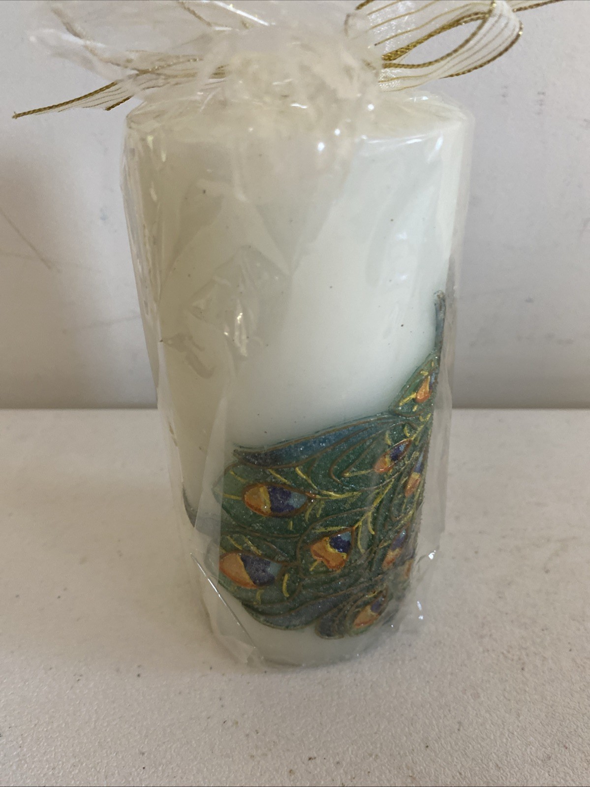 Pier One Imports Peacock Unscented Decorative Candle NEW