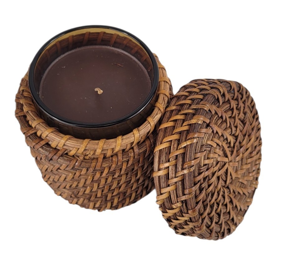 Pier 1 Imports Arabica Bean Brown Single Wick 6.7 oz Candle In Wicker Container