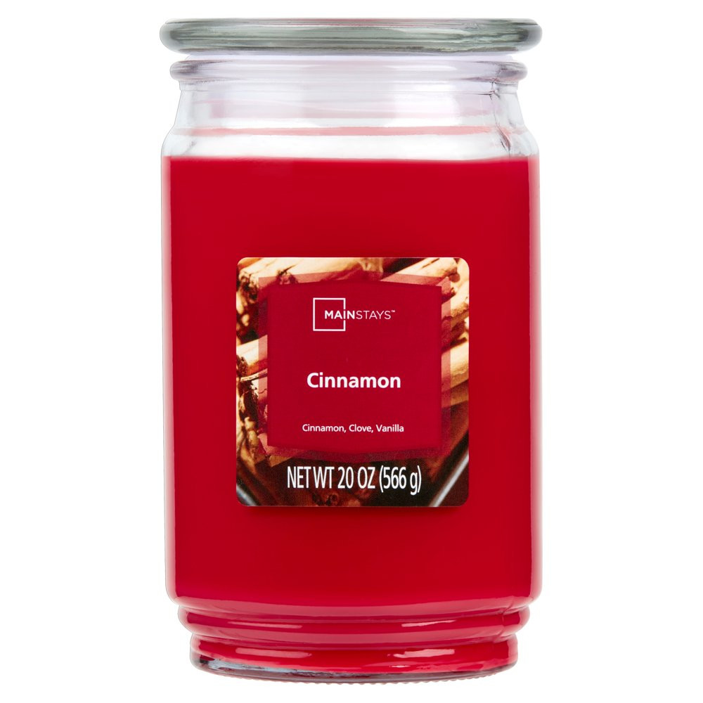 Cinnamon Scented Single-Wick Large Glass Jar Candle, 20 Oz