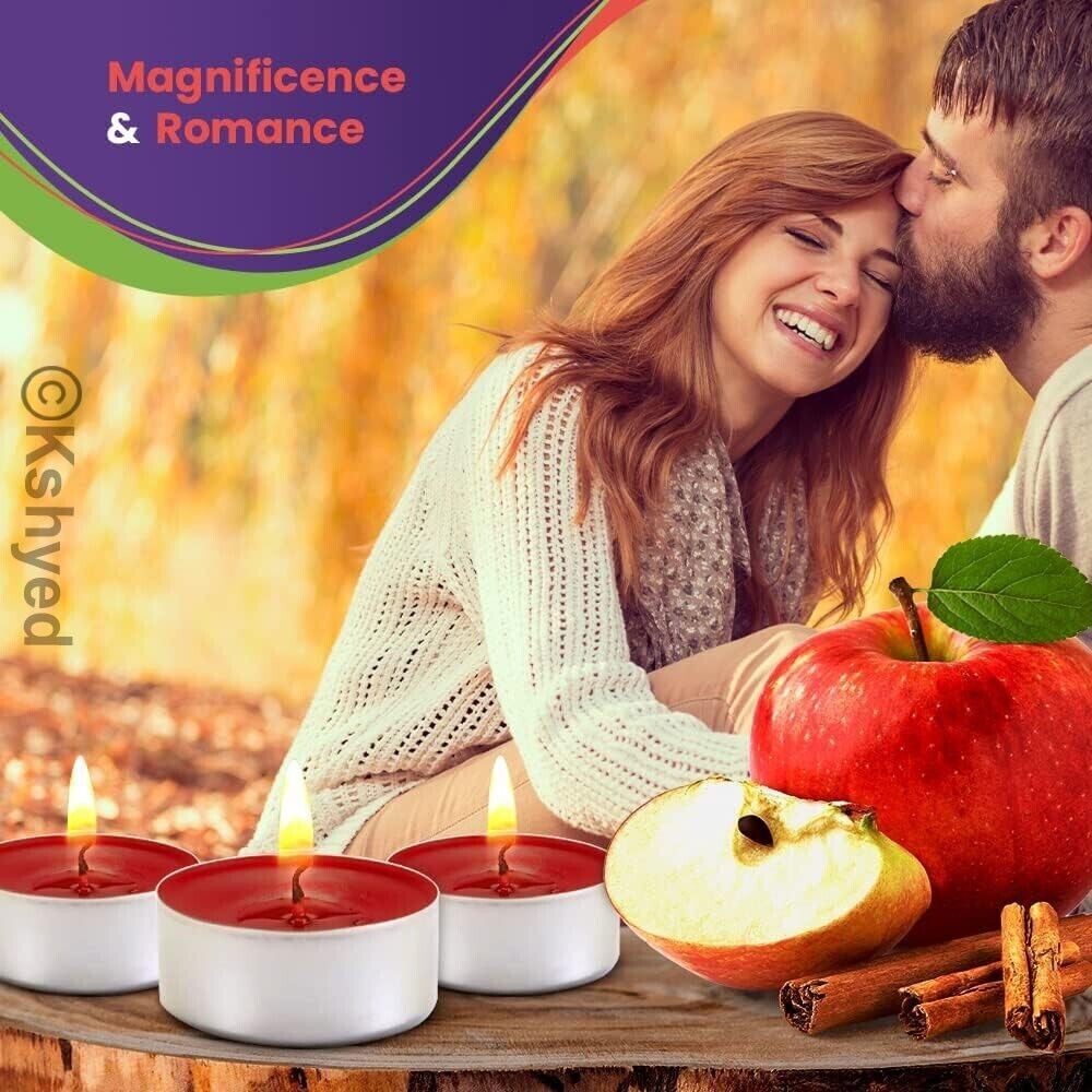 30 PCS Apple Cinnamon Tealights Candles Highly Scented Bulk 2.5 Hours Burn Time