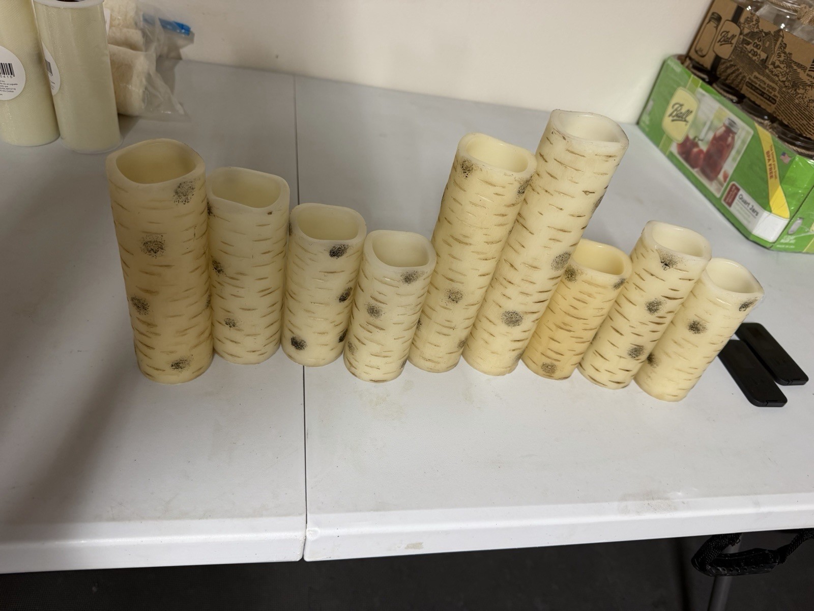 Birch Wood Looking Battery Powered Candles Set Of 9