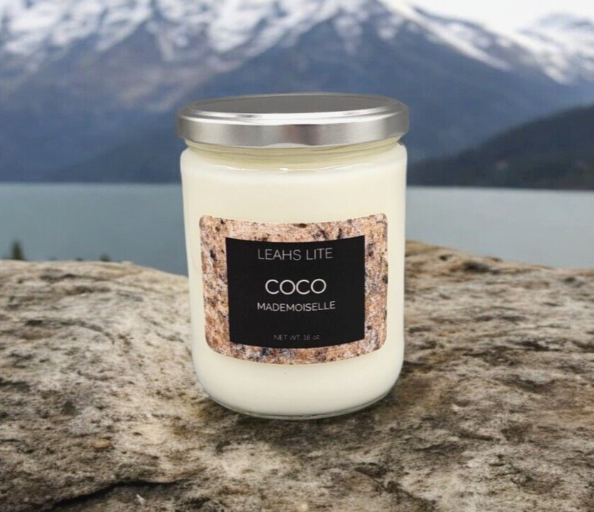 Wood wick * COCO MADEMOISELLE CHANEL TYPE * scented * Leah’s Lite Candle * 16oz
