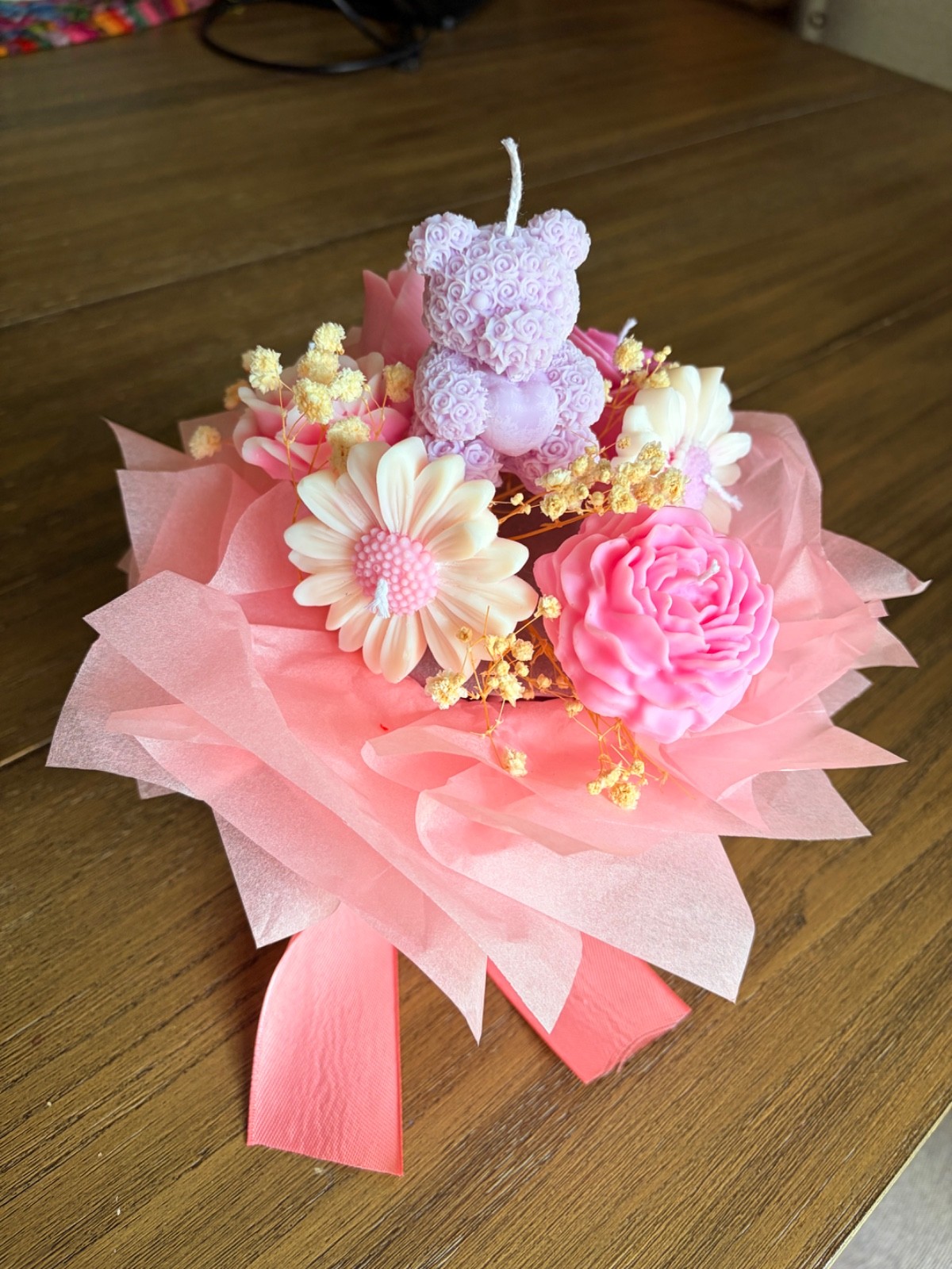candle flower bouquet, custom color and smell fragrance 8 x 8