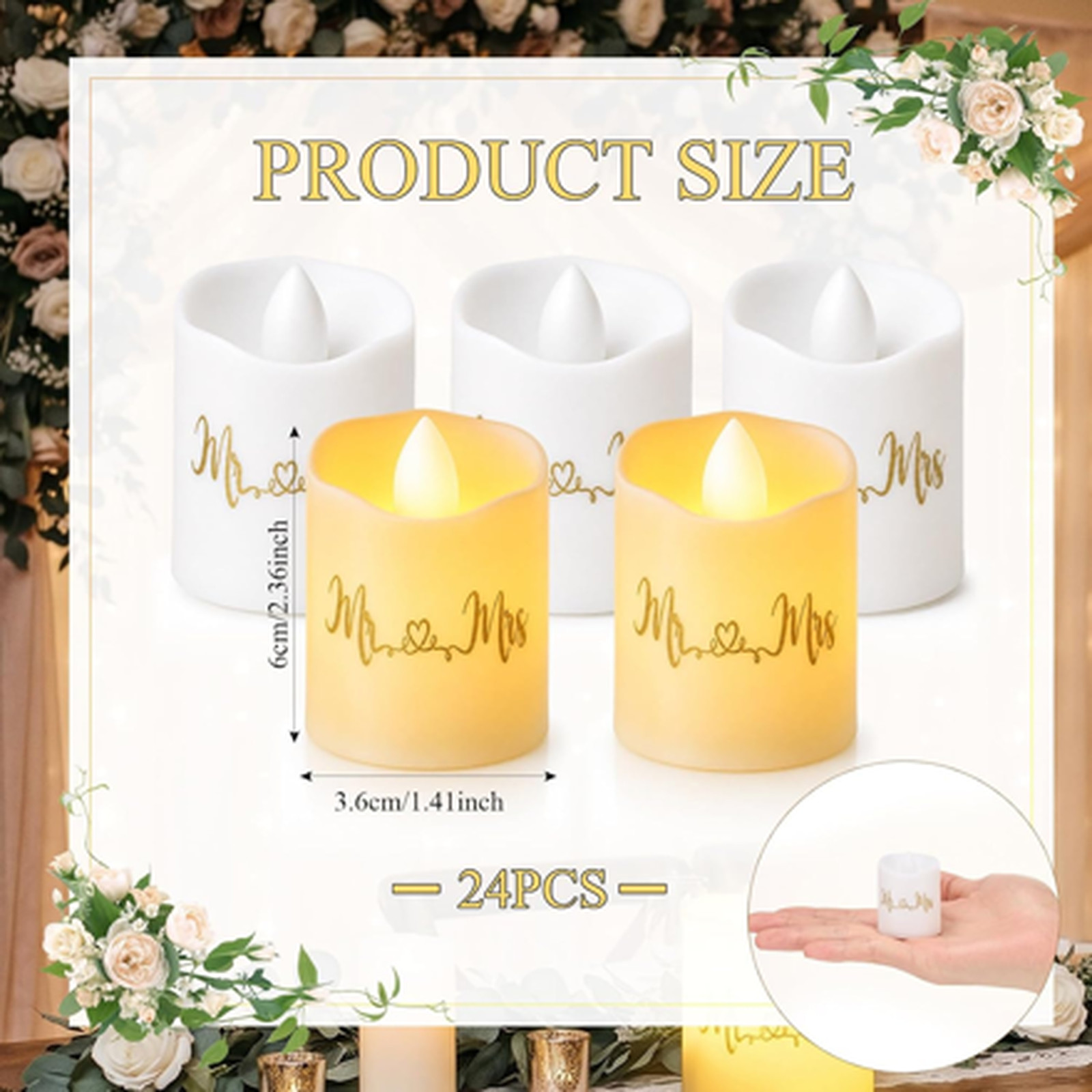 24 Pack Flickering LED Votive Candles Battery Operated Warm White | Flameless