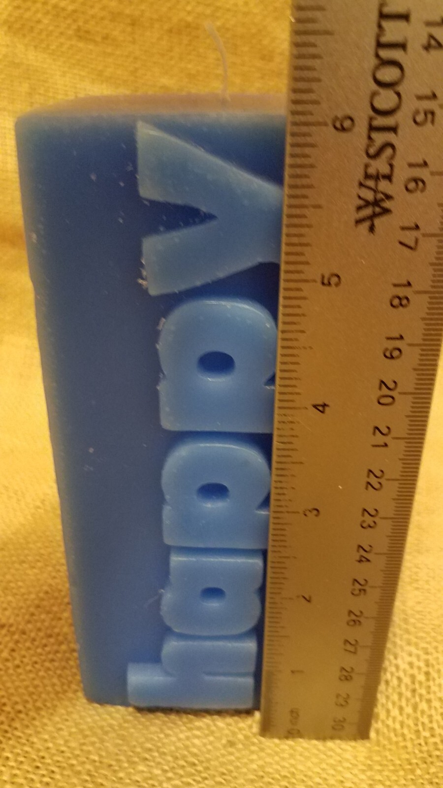 Walgreens Brand Modern Expressions Blue HAPPY Candle