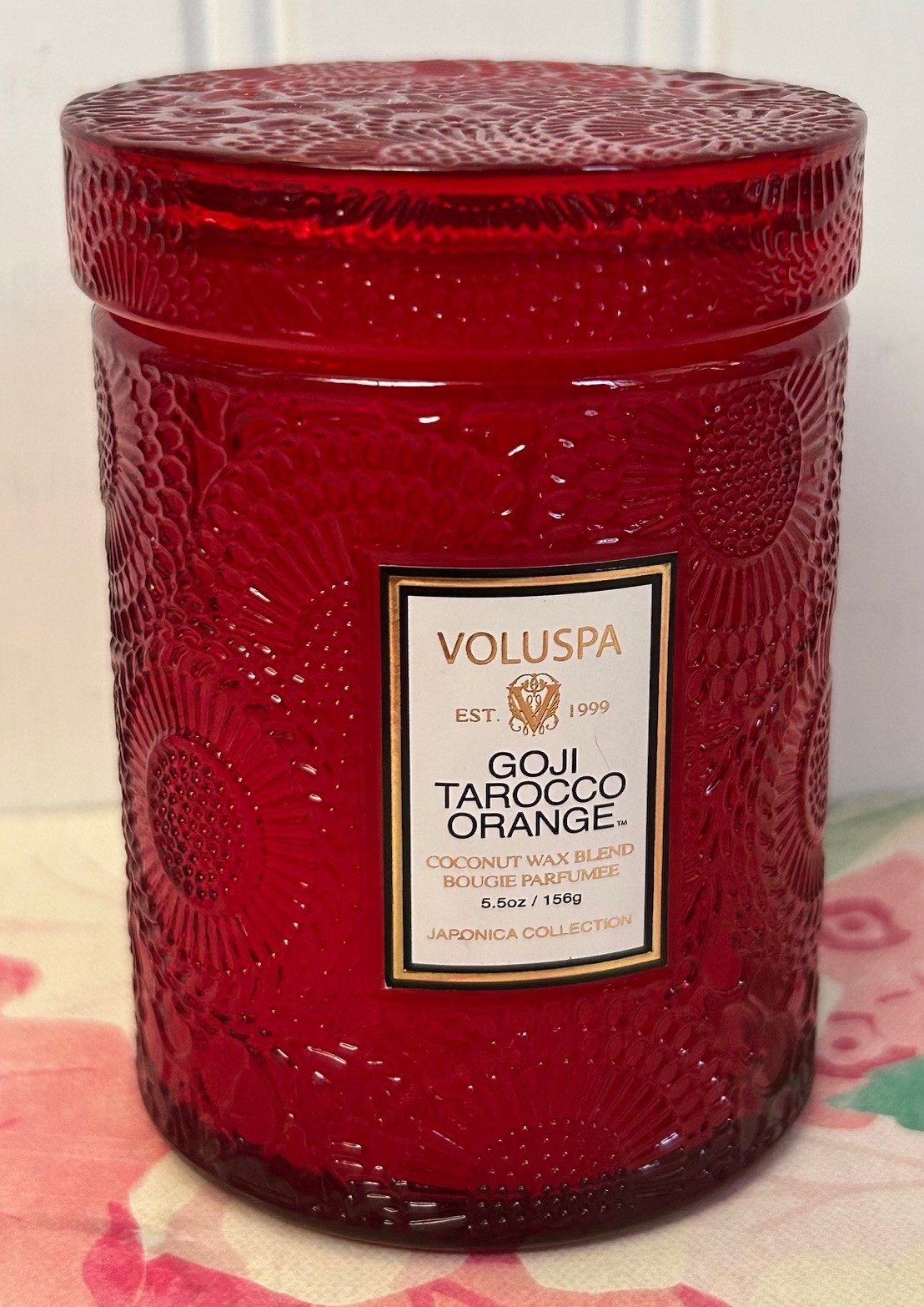 VOLUSPA GOJI TAROCCO ORANGE CANDLE 5.5 OZ GLASS JAR and LID