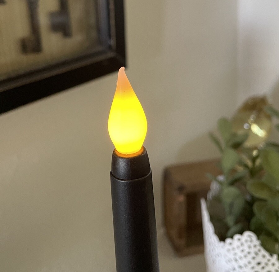 Flameless Taper Candles LED Light Flickering Battery Op Halloween Black Set Of 6