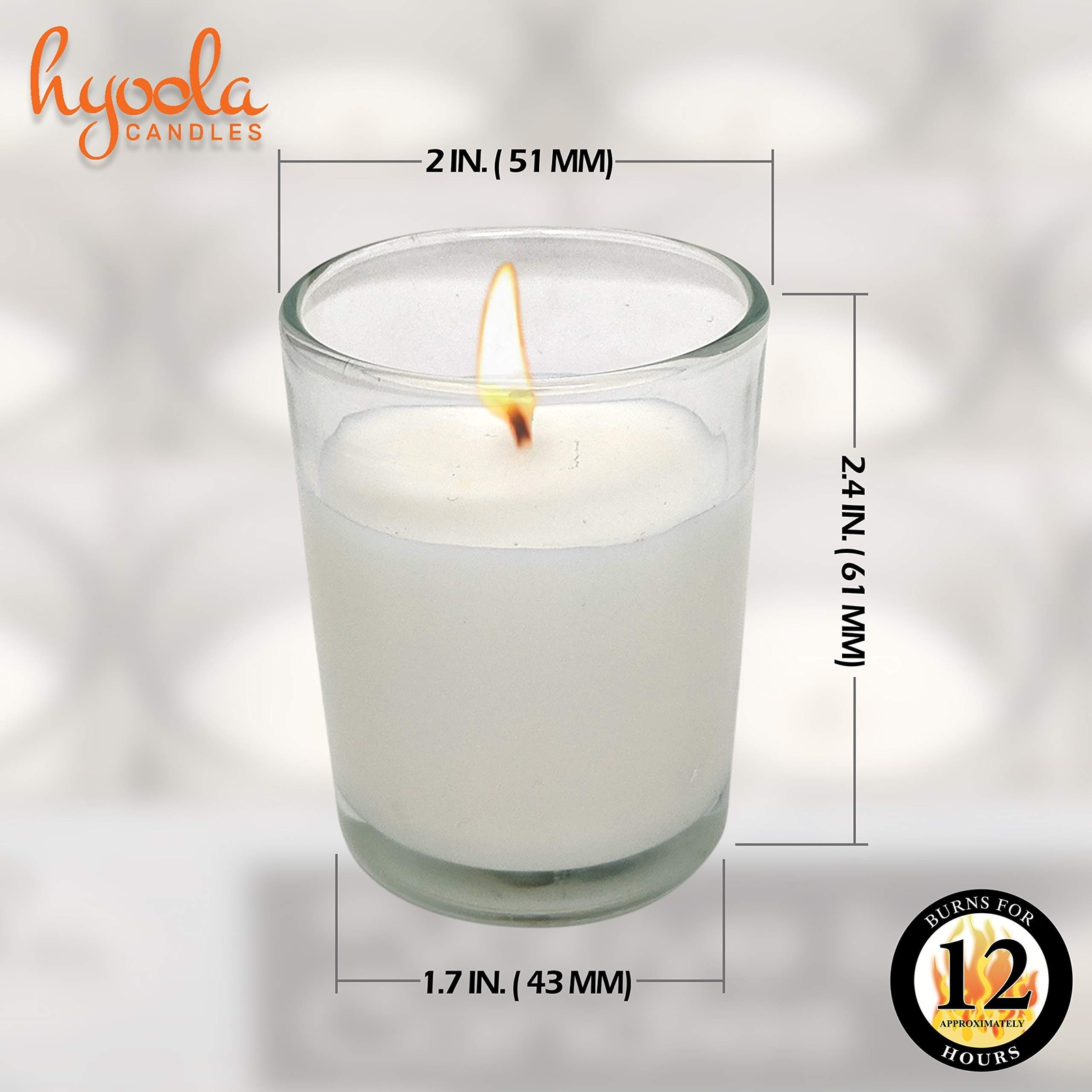 Hyoola White Votive Candles in Glass – Pack of 24 – 12 Hour Burn Time – Unsce…