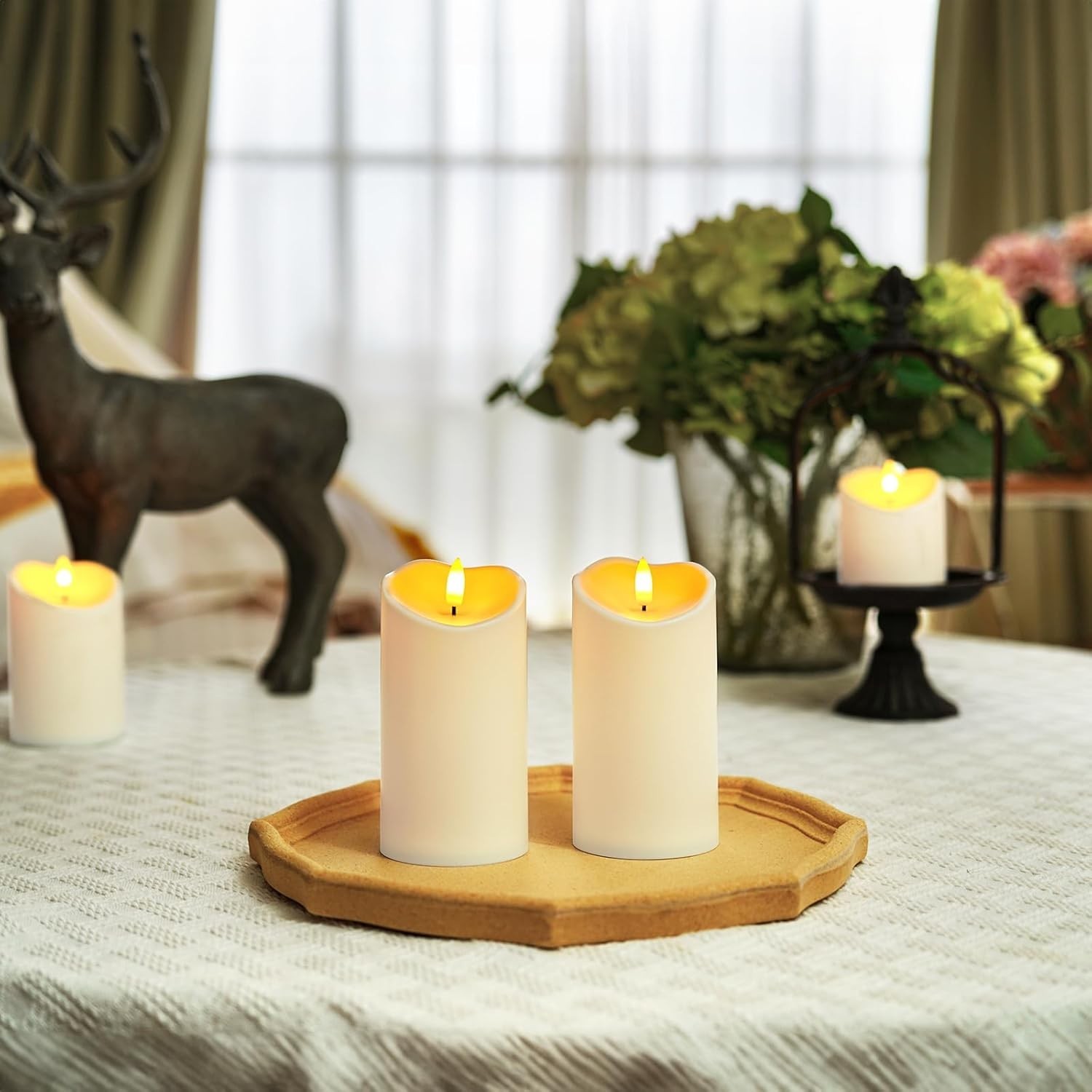 Set of 2 Dimmable 6″x3″ Outdoor LED Candles with Timers – Perfect for Any Event