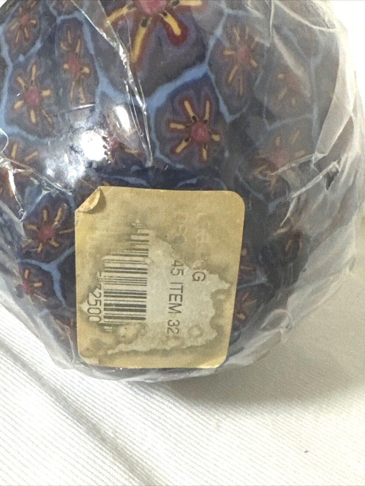 Vintage SWAZI Wax Candle Handmade in Swaziland Egg Shaped Red/Blue Flowers 5.5”