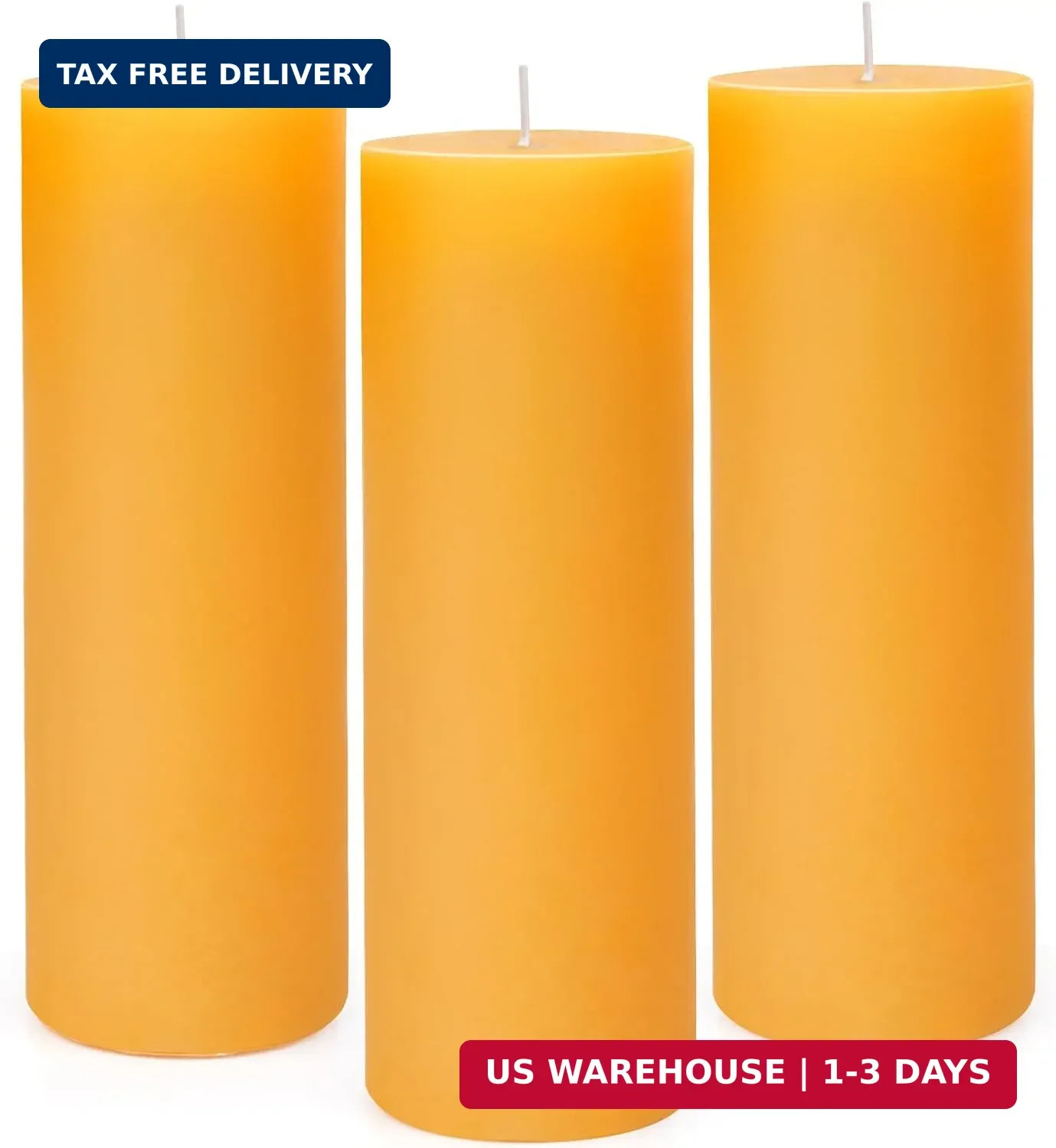 3 Pack Natural Beeswax Pillar Candles,2x6in Large Pure Beeswax Candles-180 Hours