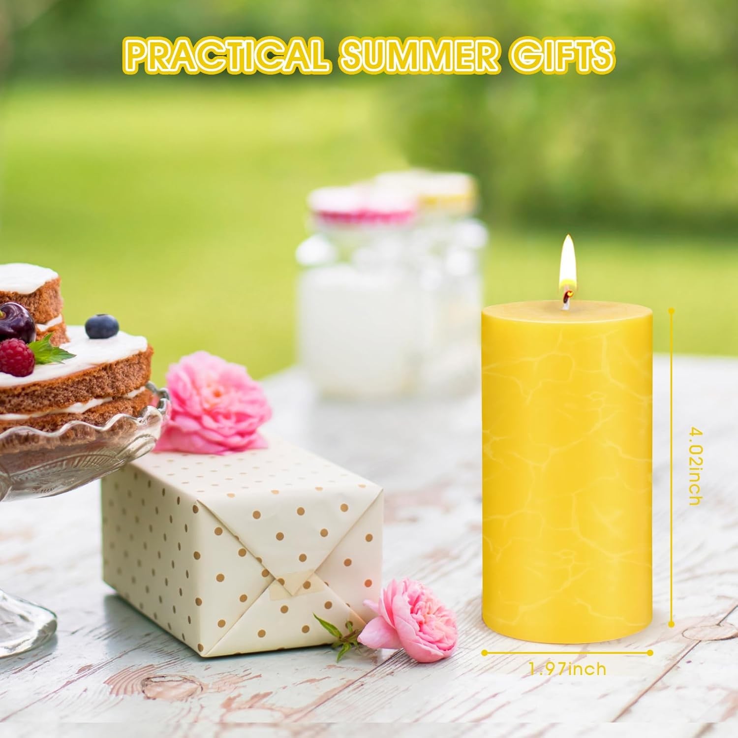 Large Lemongrass Candle, Lemongrass Scented Pillar Candle (2 inches x 4 inches)