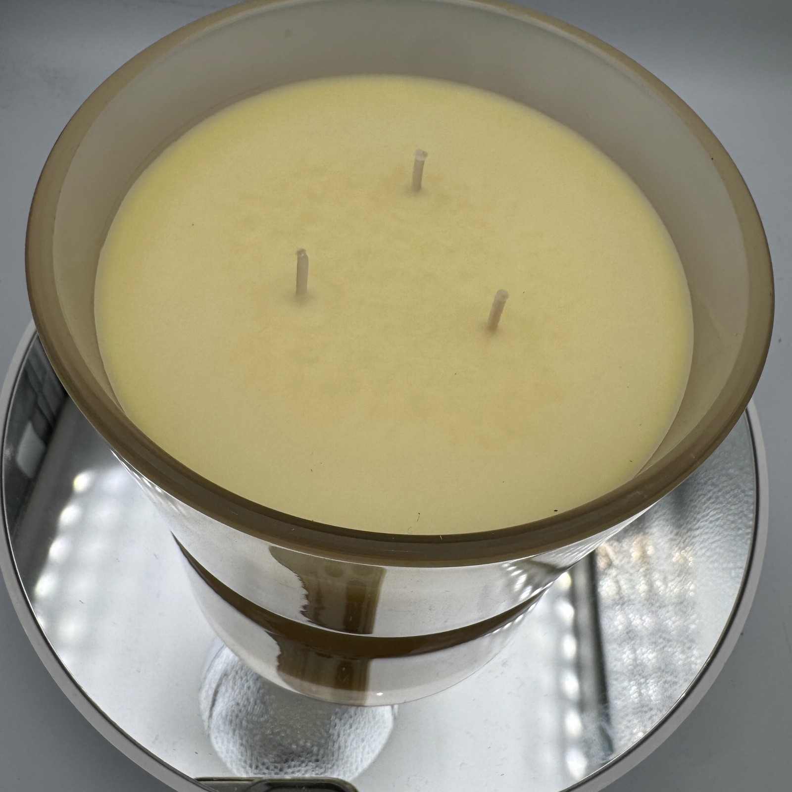 Pier 1 Imports 3-Wick Scented Candle Comfy Cotton 14 oz Frosted Glass Jar