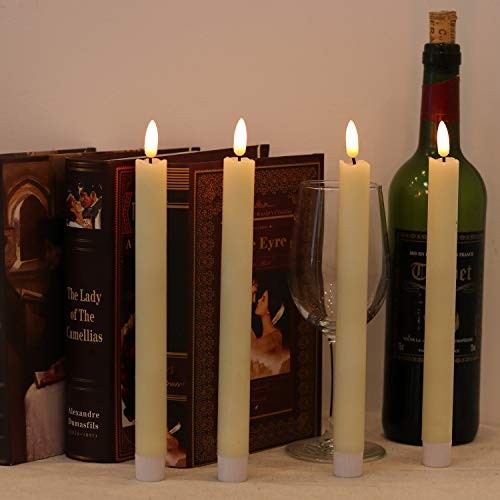 Set of 2, 8″ Luminara Real Wax Flameless Taper Candles Moving Wick Ivory Weddin