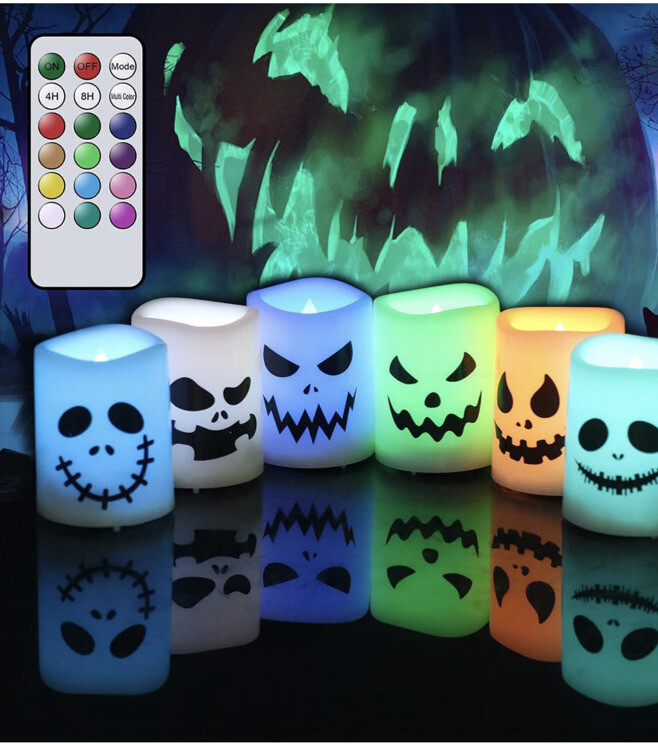 GenSwin Halloween Flameless Votive Candles Color Changing, 1.5” x 2” – Pack of 6