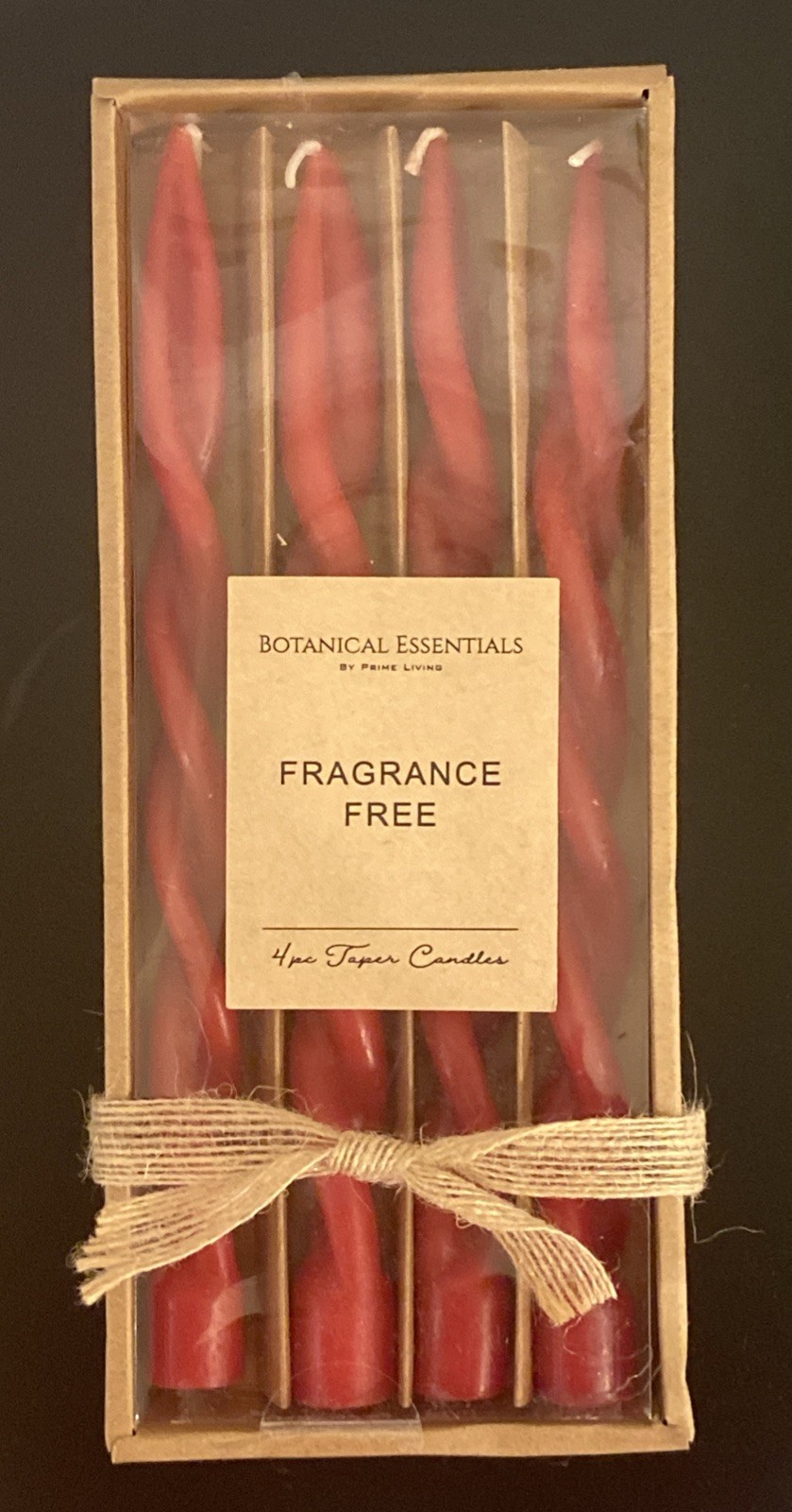 Botanical Essentials Prime Living Taper Candles Fragrance Free 10 Inches 4pc