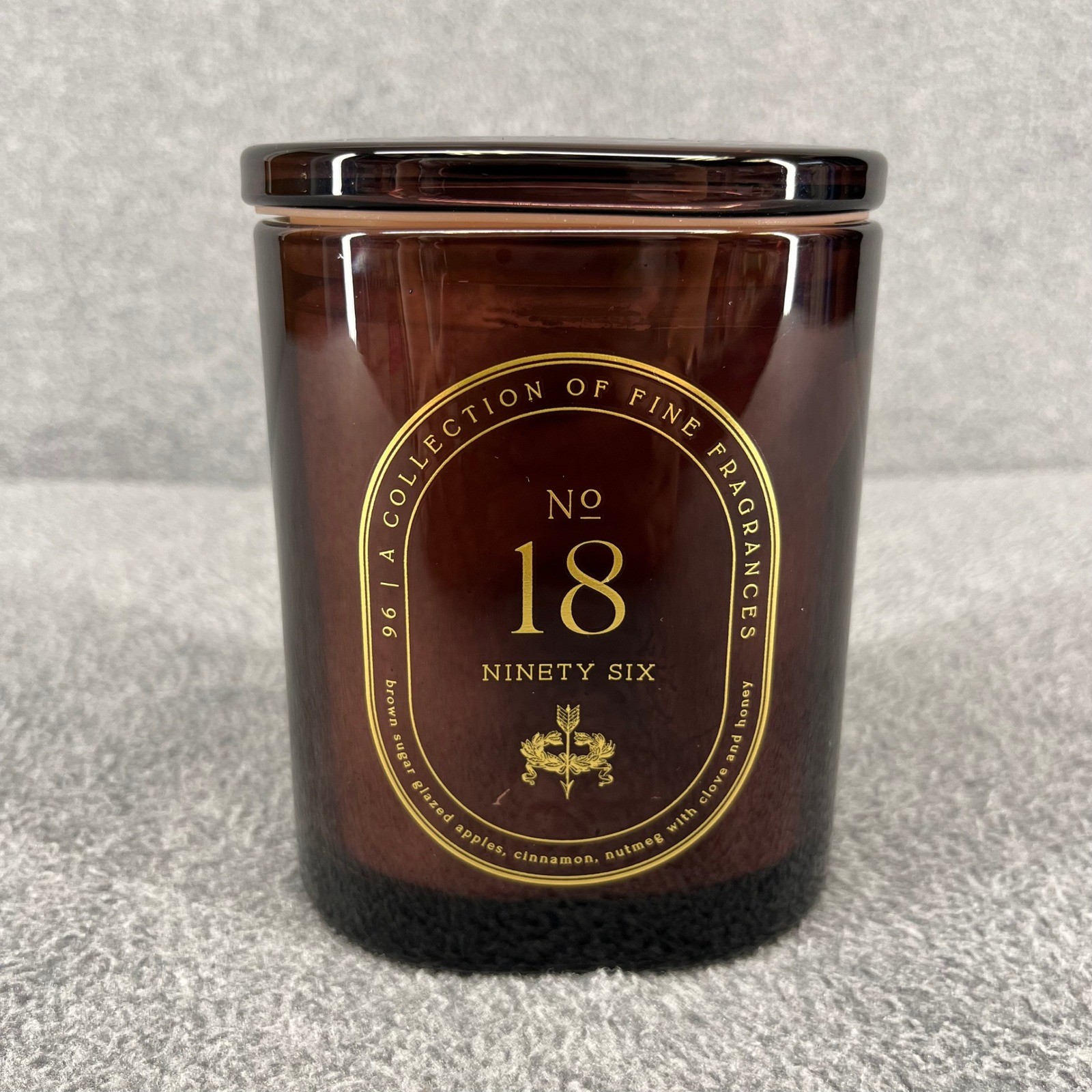 Ninety Six Candle No. 18 Amber Brown Sugar Glazed Apple Scented Lid 10.1 oz