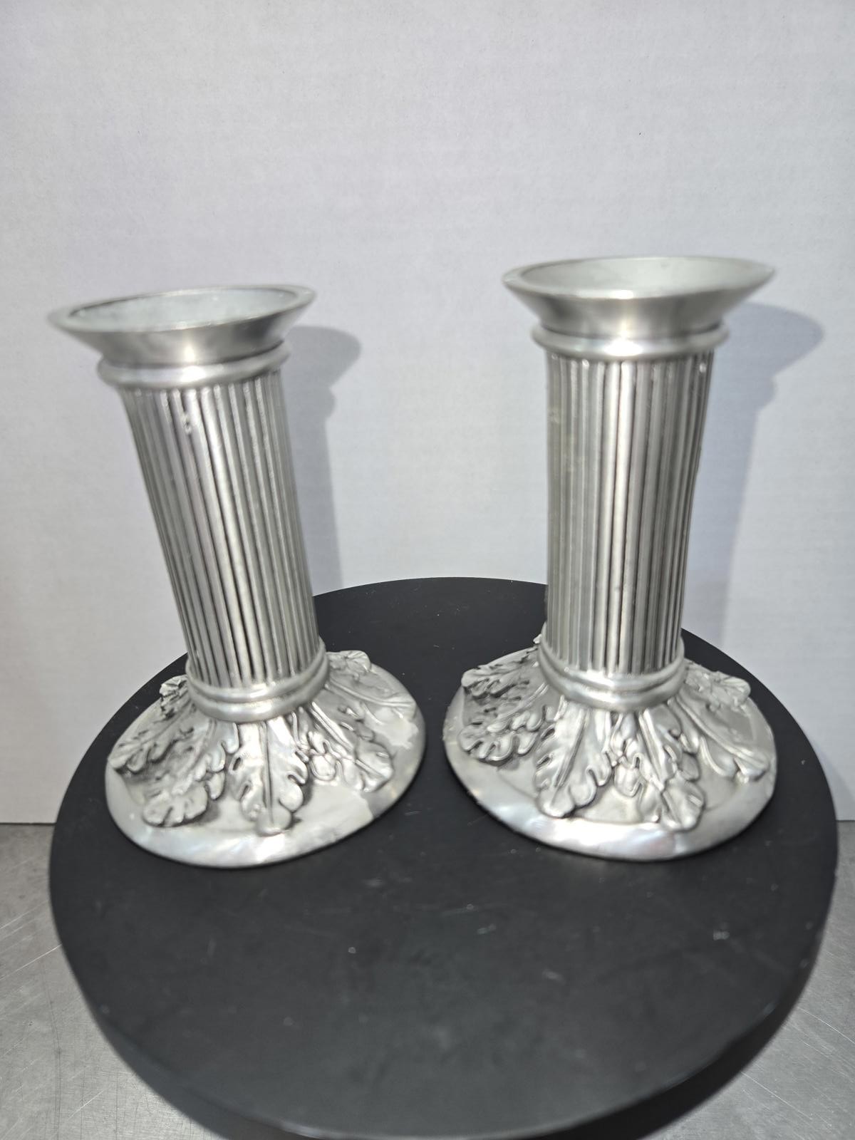 Pair of 1990 Seagull Canada Pewter Vintage Metal Candle Holders