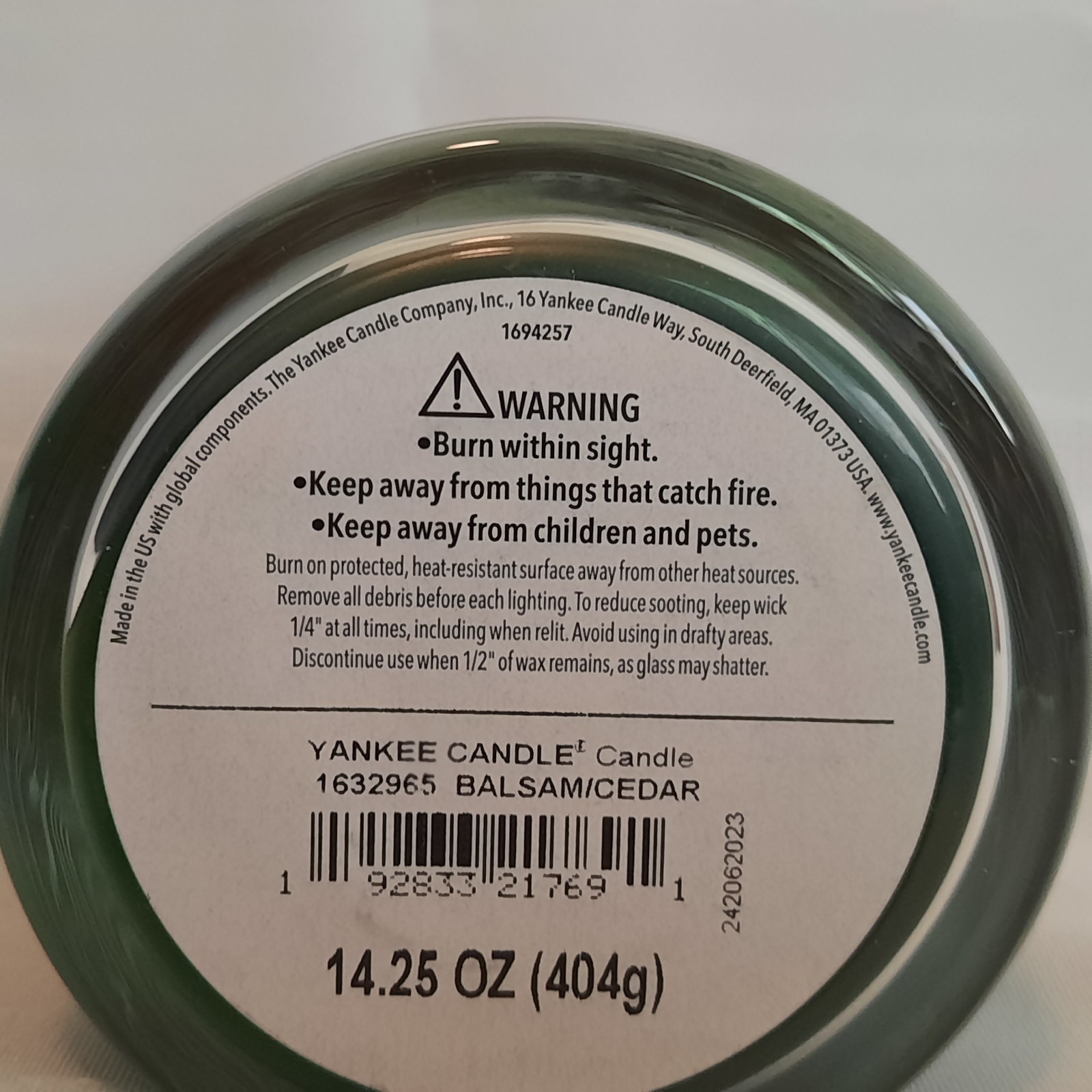 Yankee Candle Balsam & Cedar Single Wick Tumbler, 14.25 oz, NEW