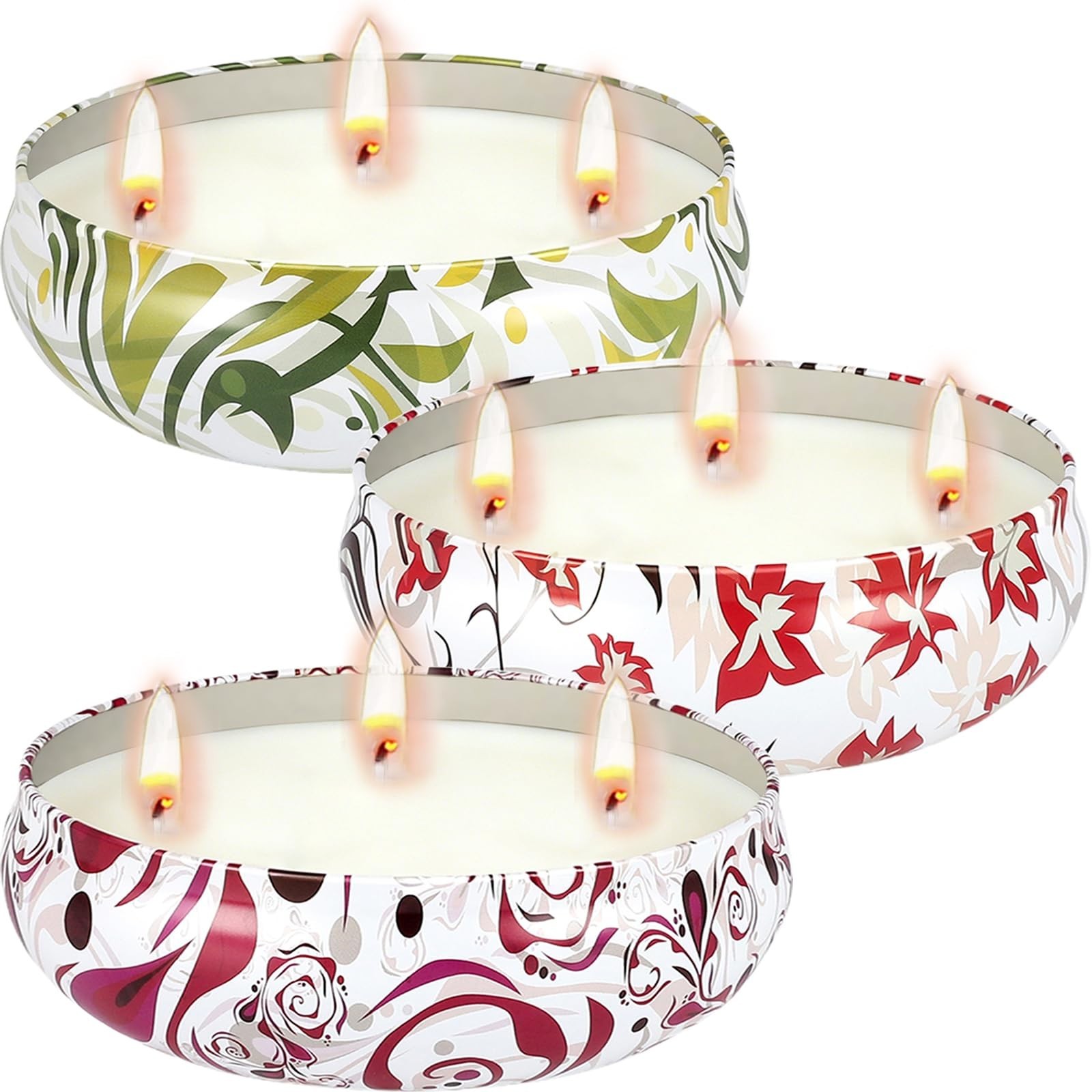 Large 3-Wick Citronella Candles 3 Pack – Natural Soy Wax, 240 Hour Burn for Pati