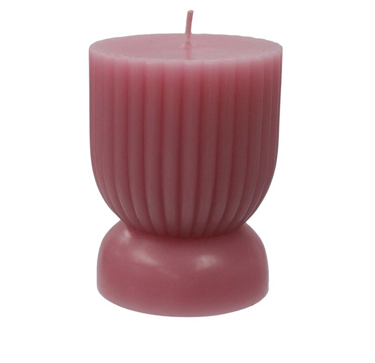 Better Homes & Gardens Unscented Ribbed Pillar Candle, 3×4 Inches, Pink