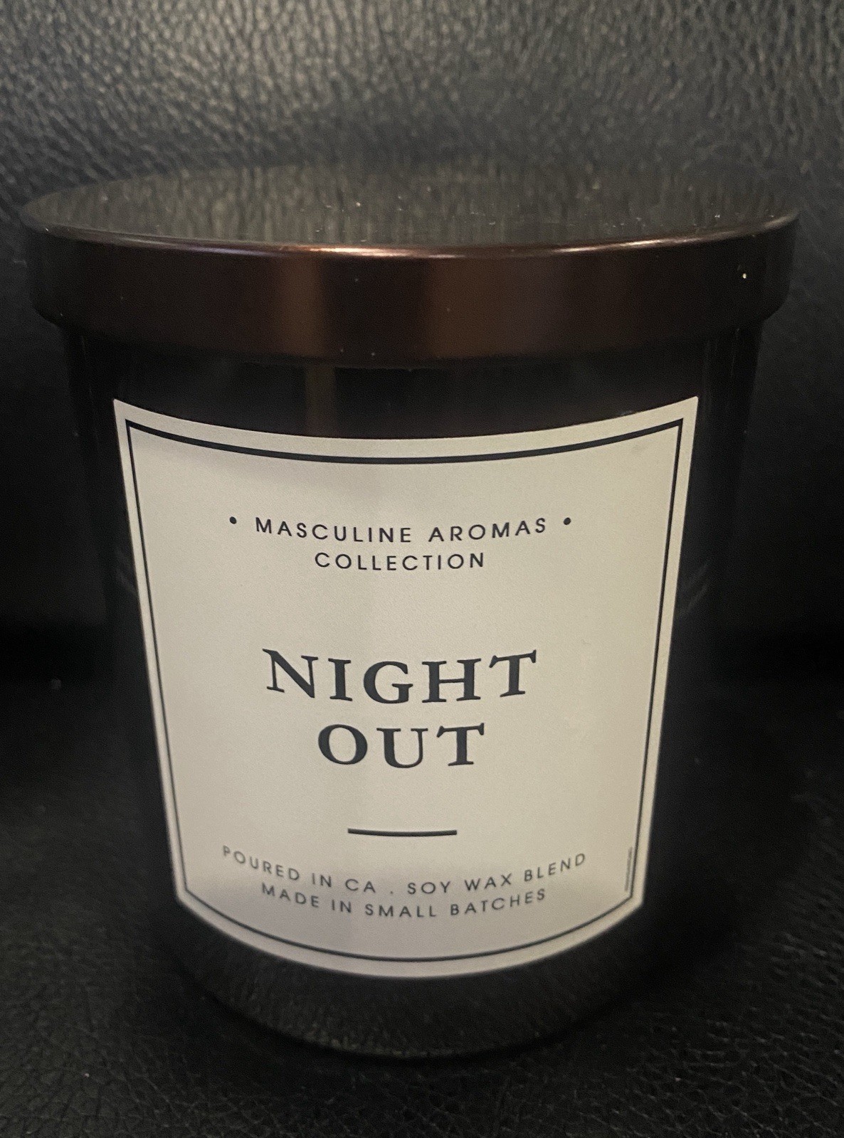 LEOBEN CO Night Out Candle 9oz Rare Discontinued Saffron & Amberwood BR540 Scent