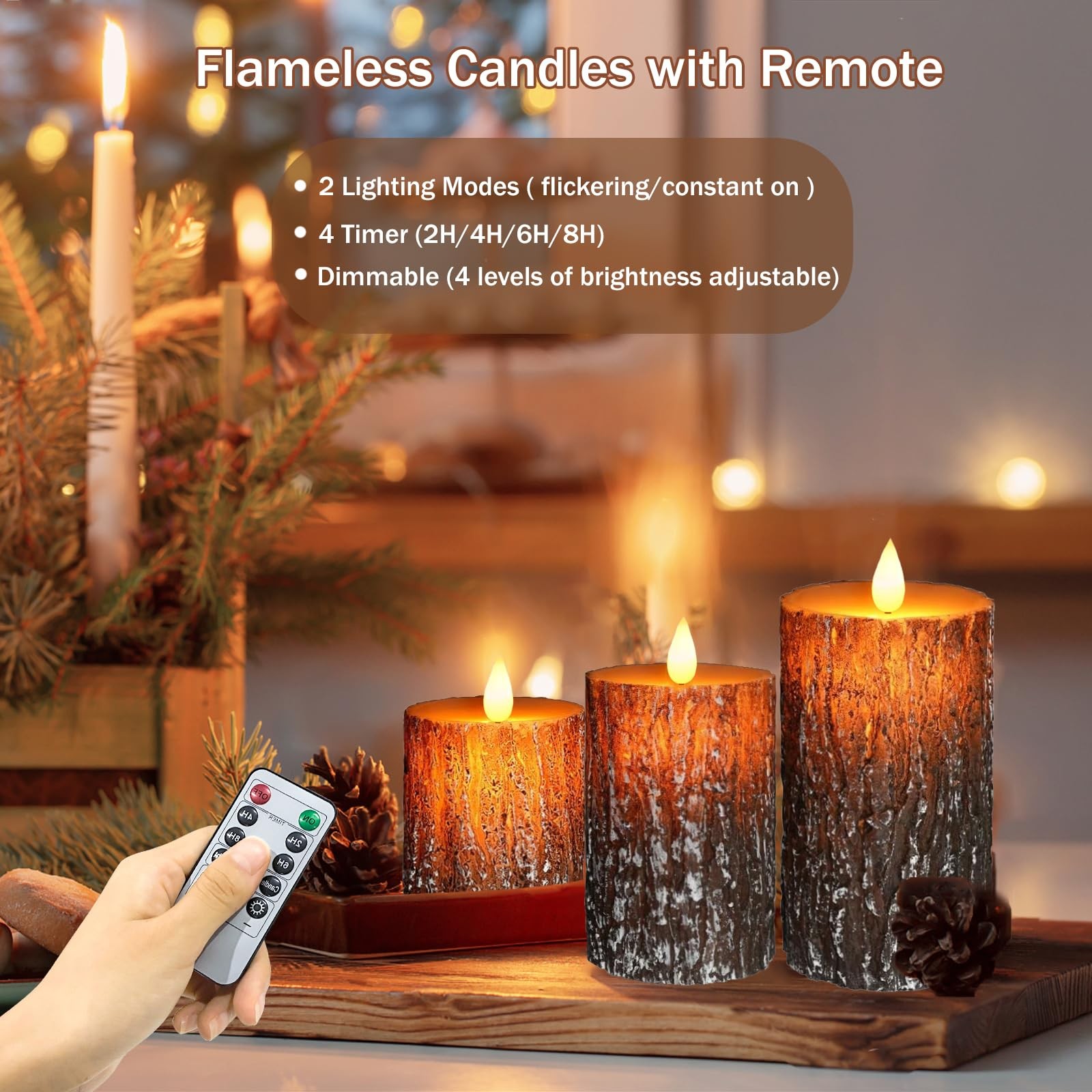 VEEKI VK-SP-01 Flameless Candles Set of 3 Battery LED Pillar Candles Remote