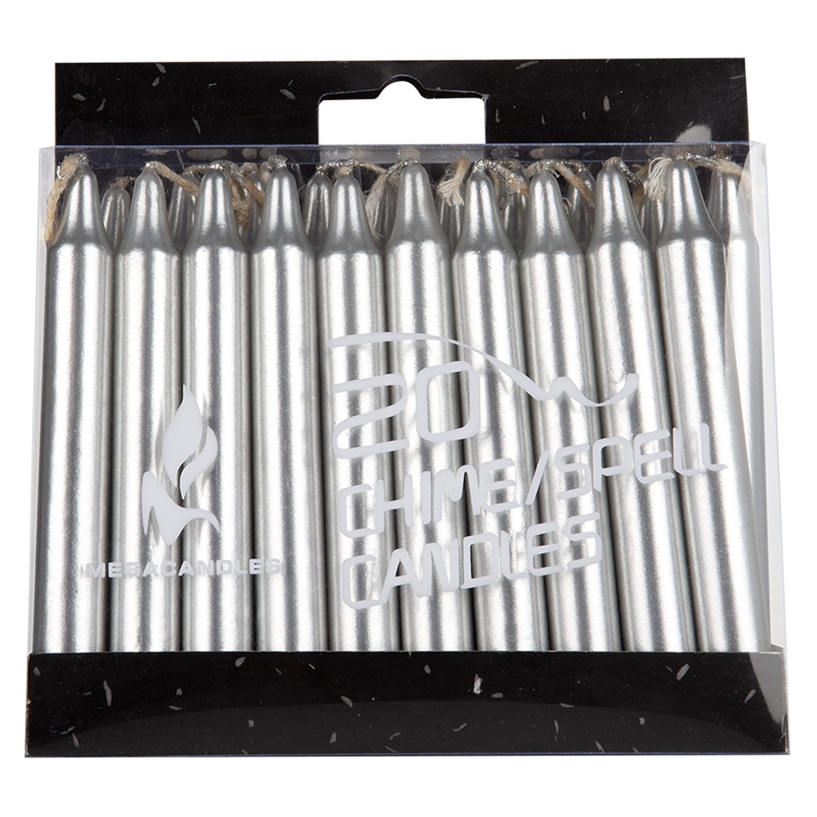 Mega Candles 20 pcs Unscented Silver Exquisite Mini Taper Spell Candles, 4 In…