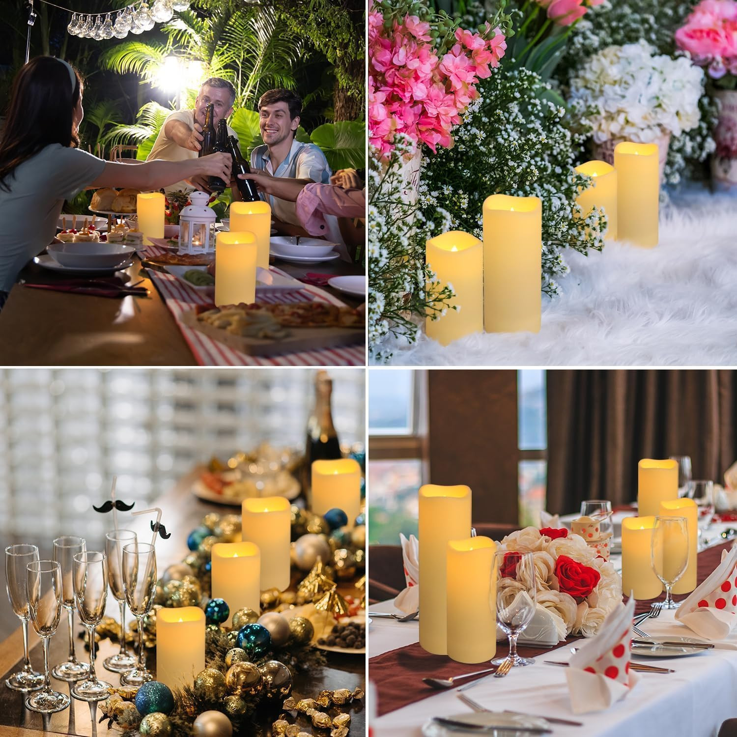 Set of 24 Waterproof Outdoor Flameless Candles, LED Candles with 4 Remote and Ti