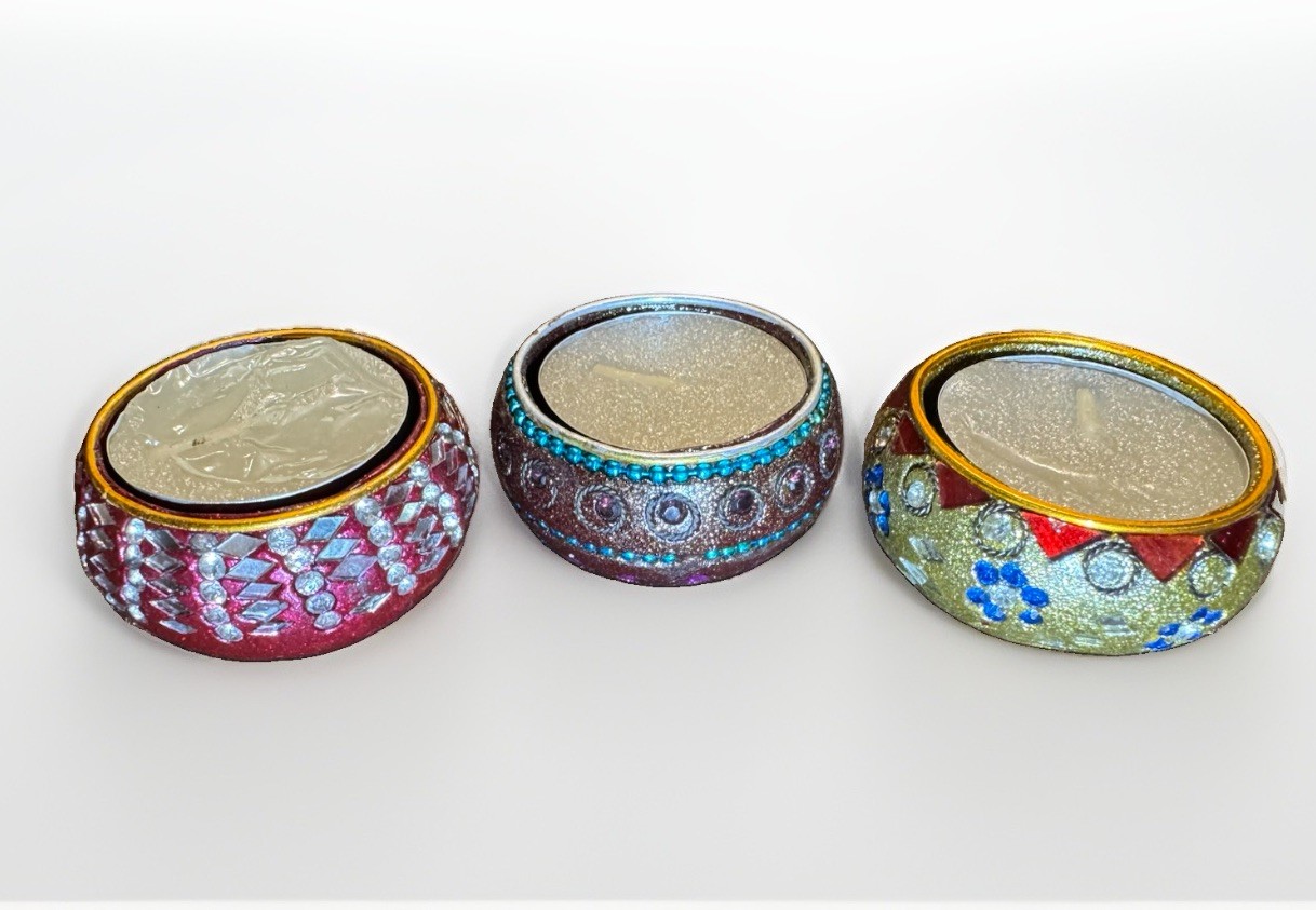 Festival Of Lights, India, Set Of Three Decorative Votives. B-FoL-3
