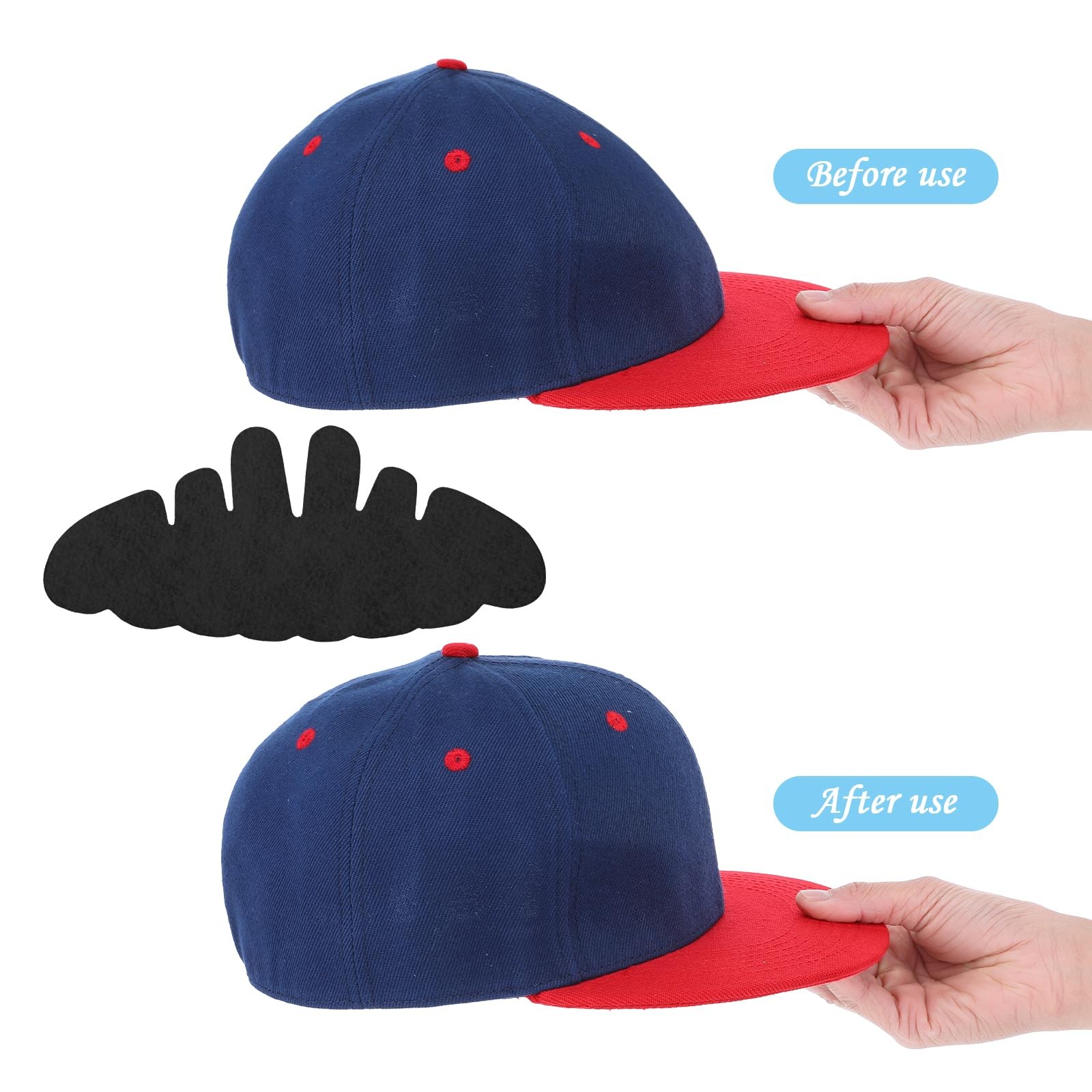 10Pcs Baseball Caps Inserts, Washable Hat Felt Shapers Hat Sweat Liner Black