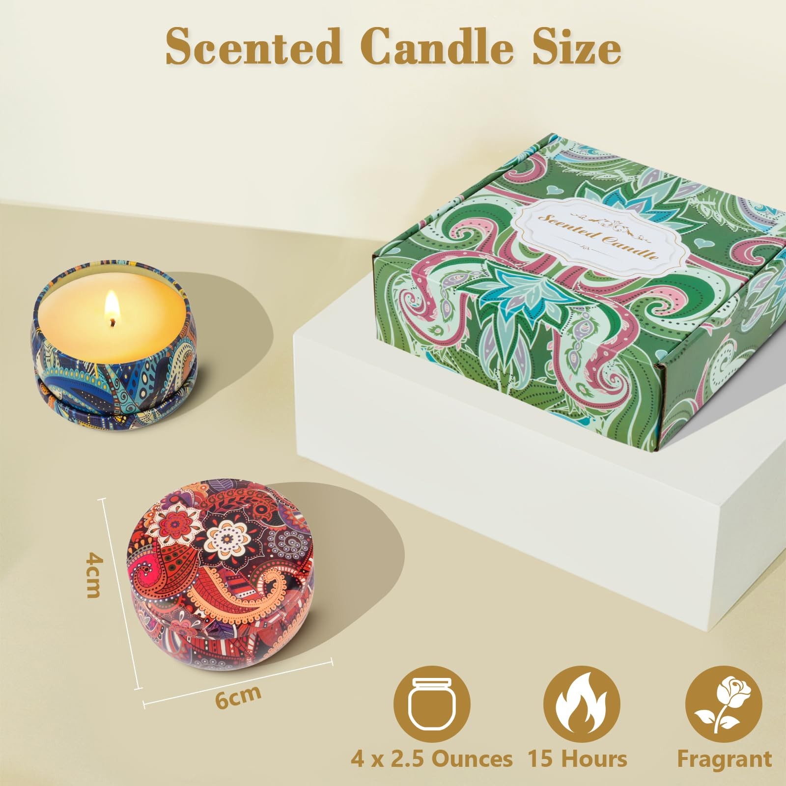 4 Pack Scented Candles Gifts for Women 10oz Home Scented Candles 100Hours Aromat