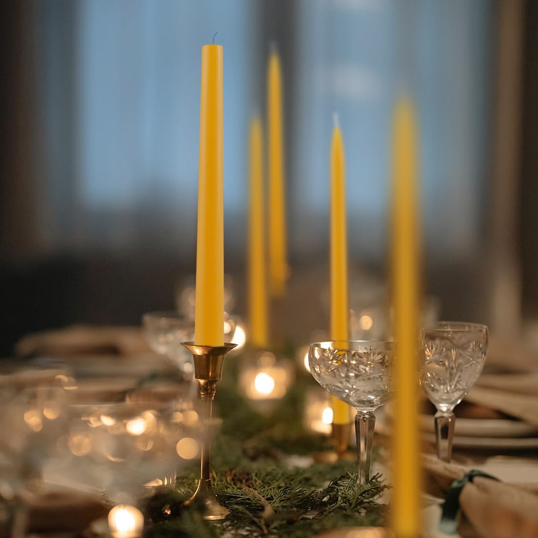 24 Pack Beeswax Taper Candles in Bulk 8 Inch Tall – All Natural, 100% Pure Unsce