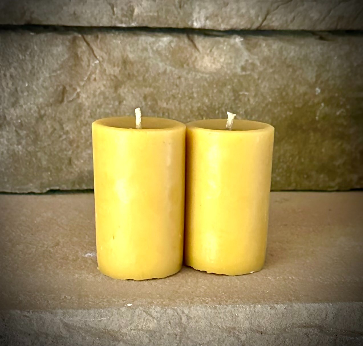 Handmade 100% Pure Beeswax Pillar Candle 2″ x 3″ 100% Cotton Wick