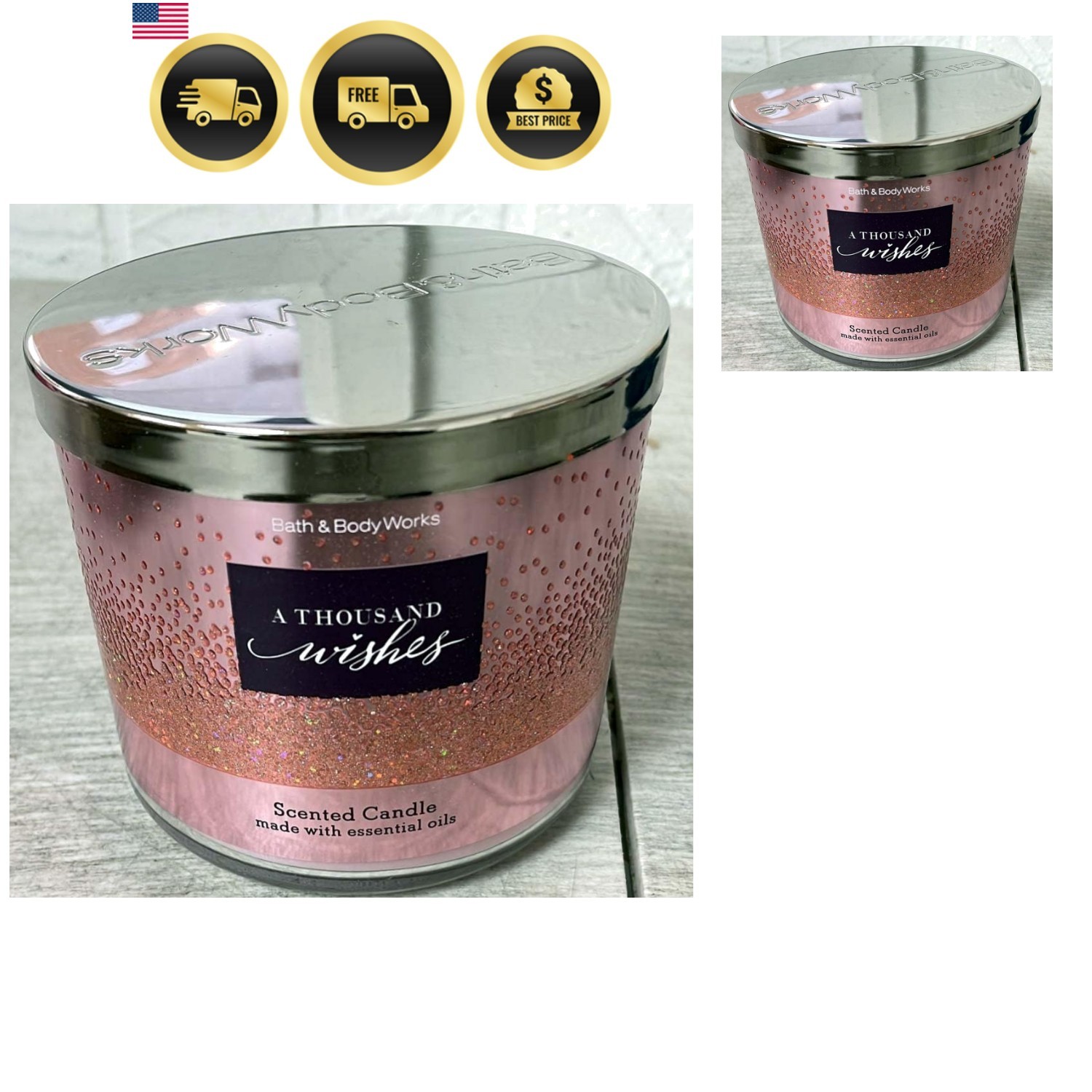 Candle 3 Wick Floral Scent 14.5 oz Pink Jar All Season