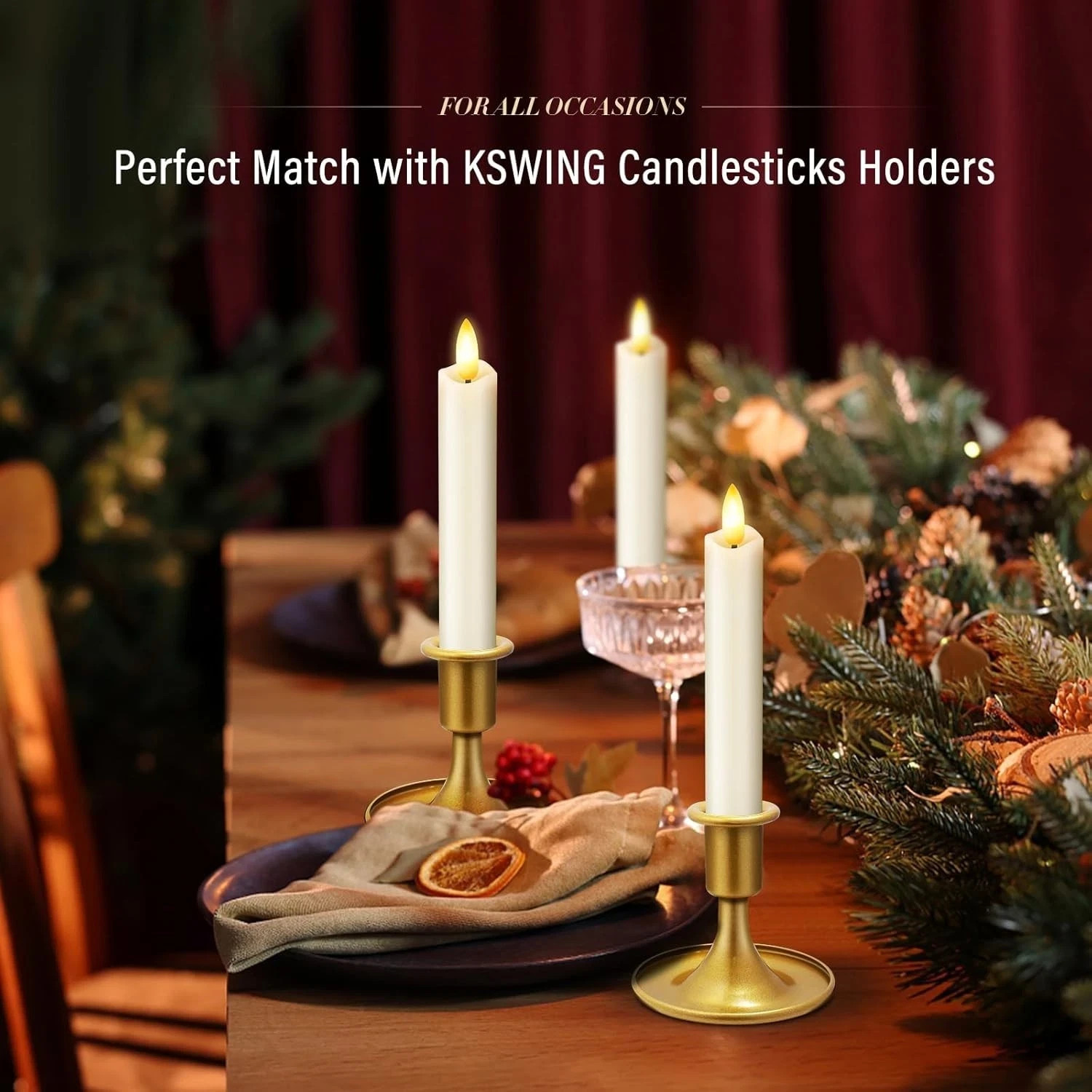 Set of 6 Luminara Flameless Battery Taper Candles Remote Moving Wick 6″