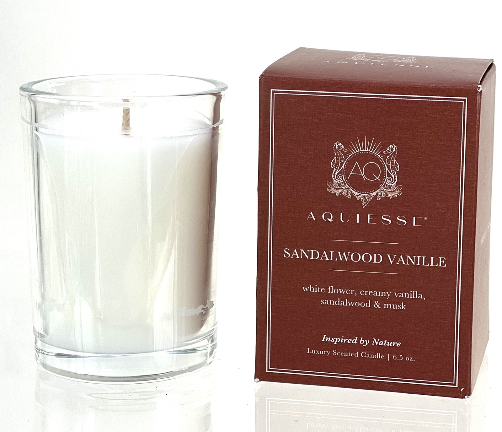 Aquiesse Luxury Scented Candle Sandalwood Vanilla 6.5 oz 55 hours Burn Time Musk
